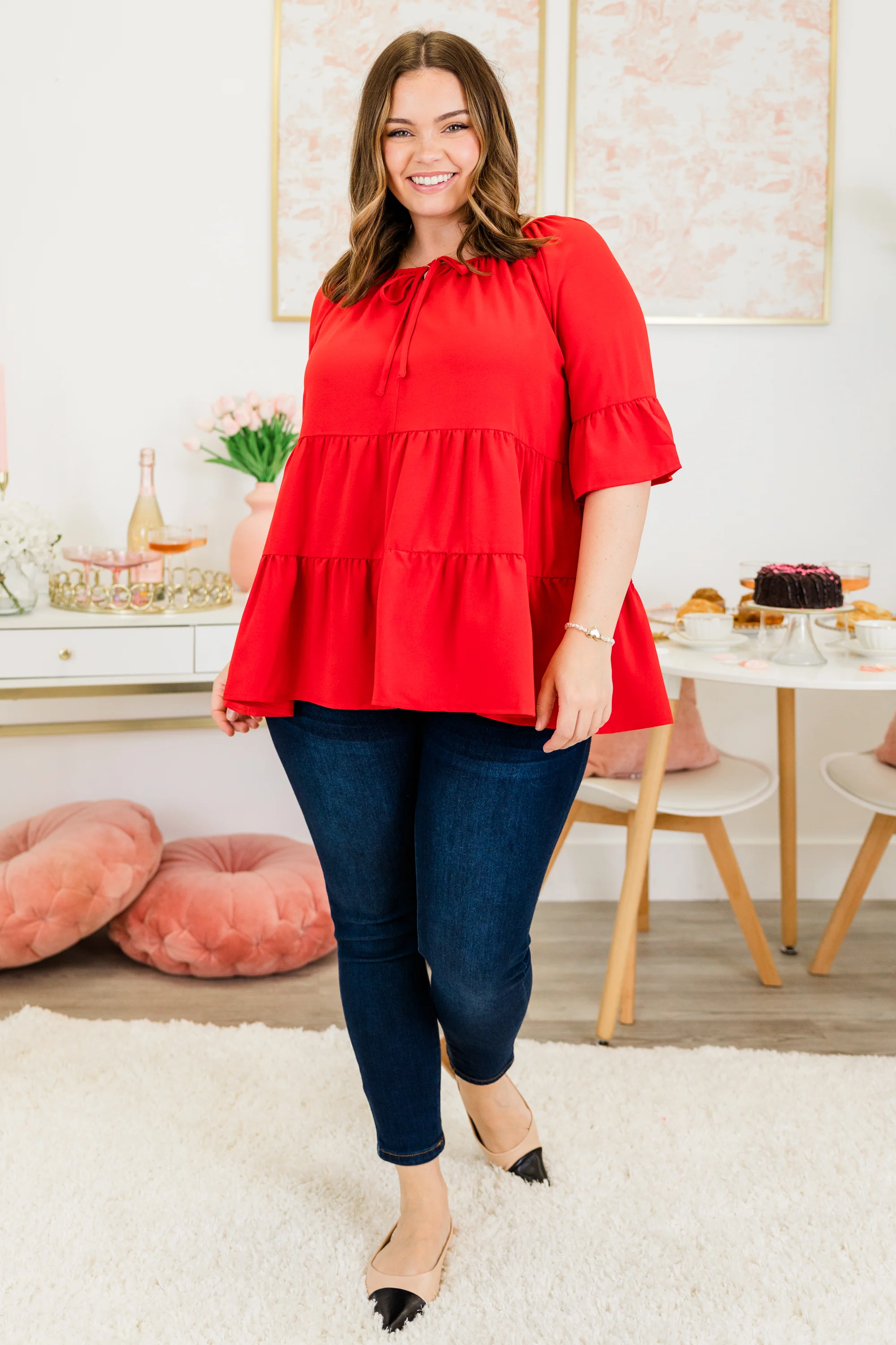 Siren Song Top, Red - Image 3