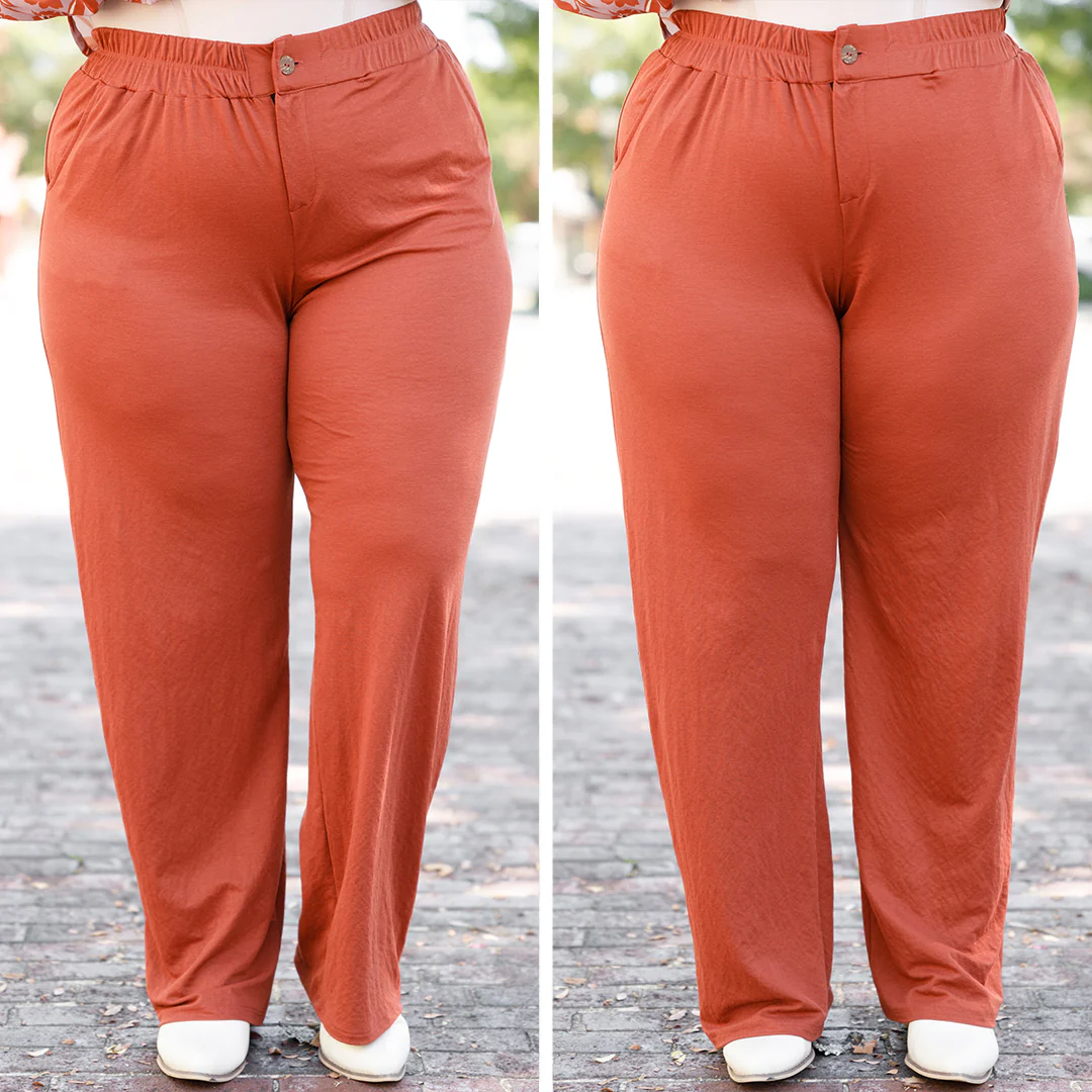 Sleek And Stylish Pants, Brick - Image 7