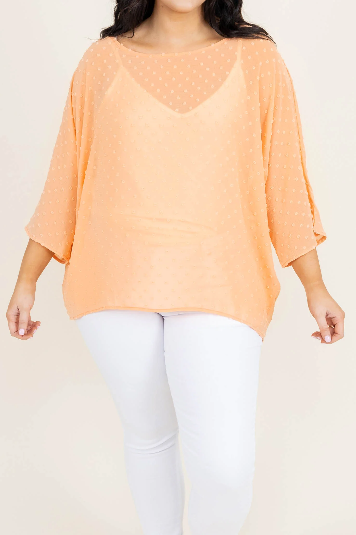 Snazzy Dots Top, Coral - Image 11