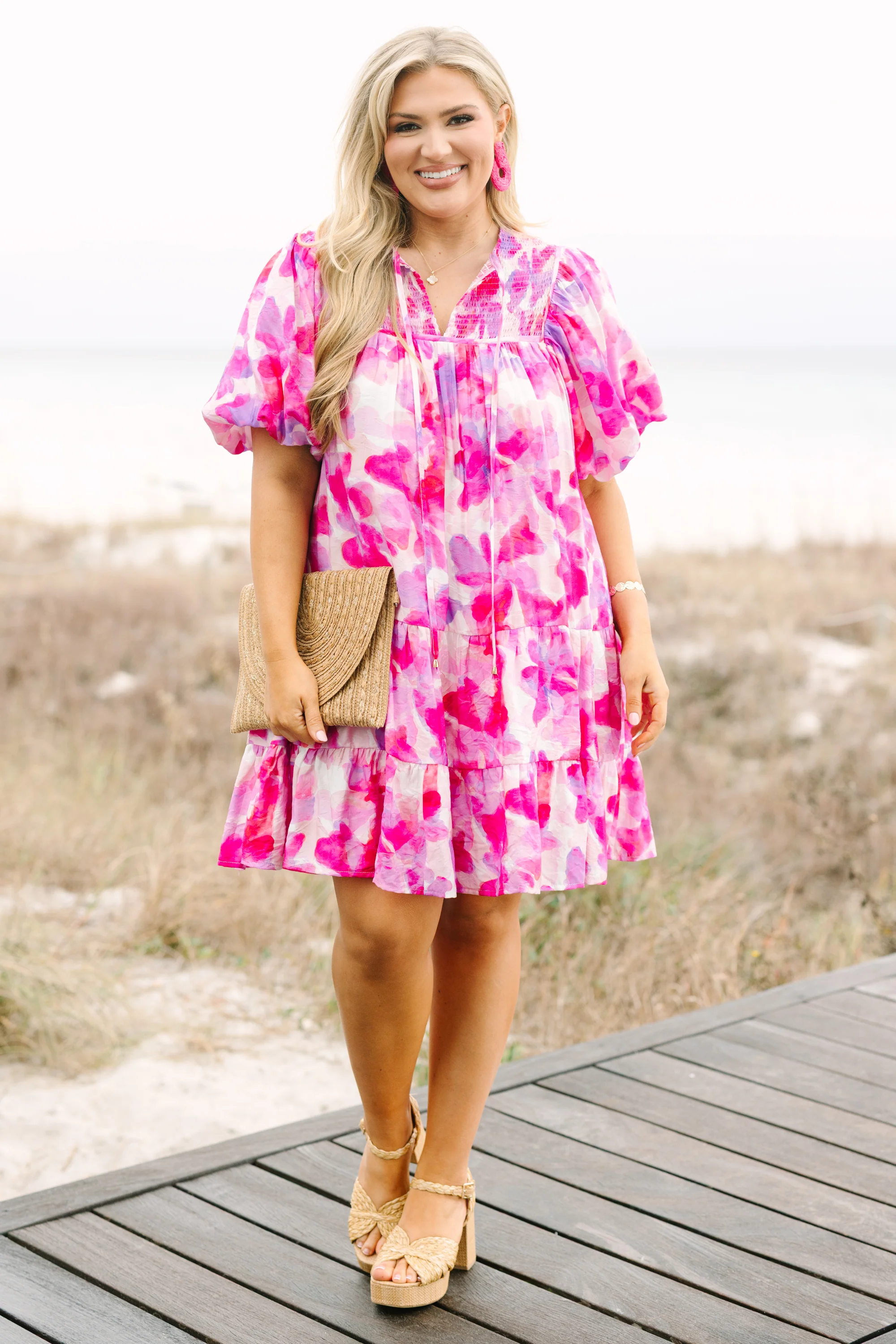 Something Good Dress, Fuchsia Watercolor - Image 2
