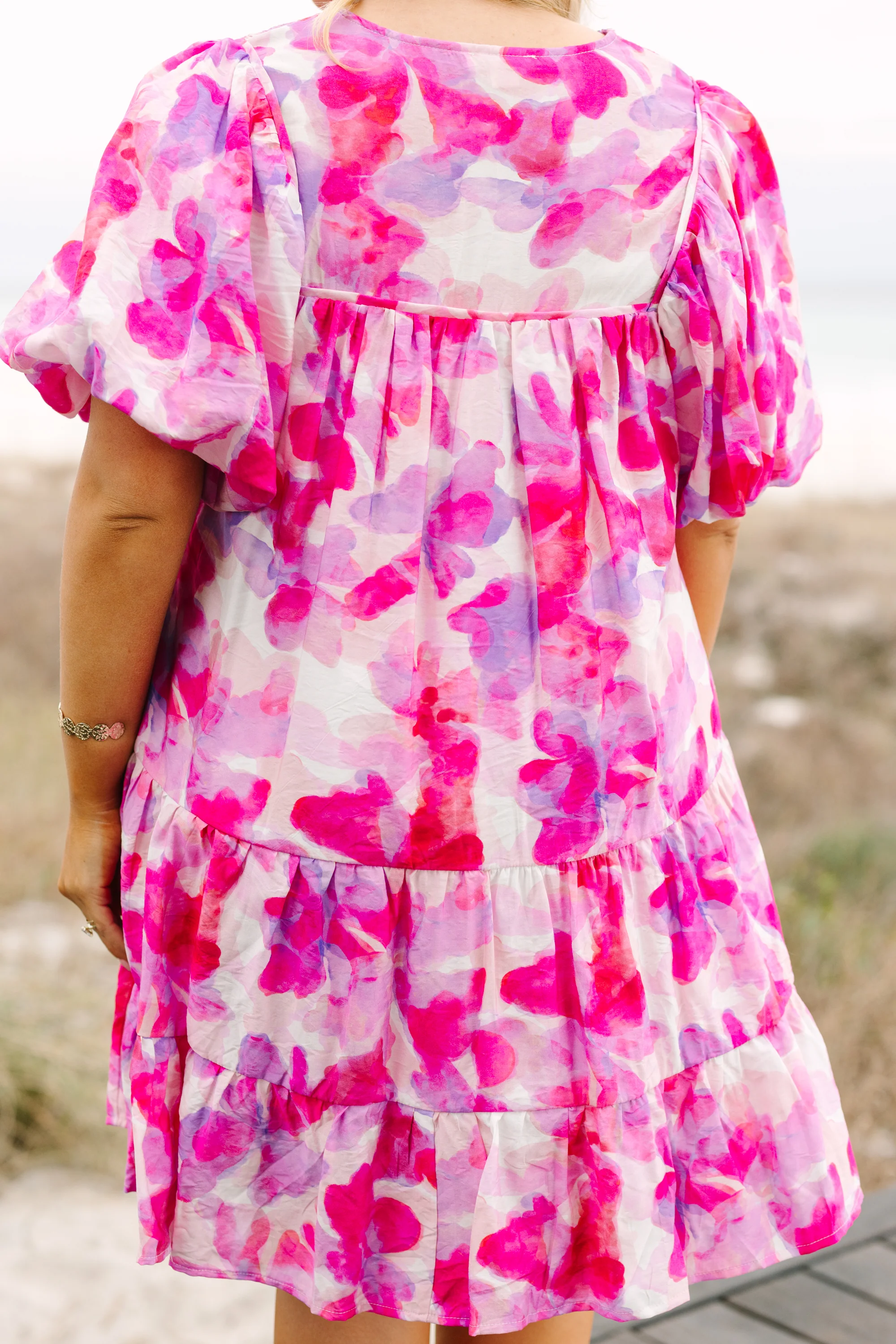 Something Good Dress, Fuchsia Watercolor - Image 6