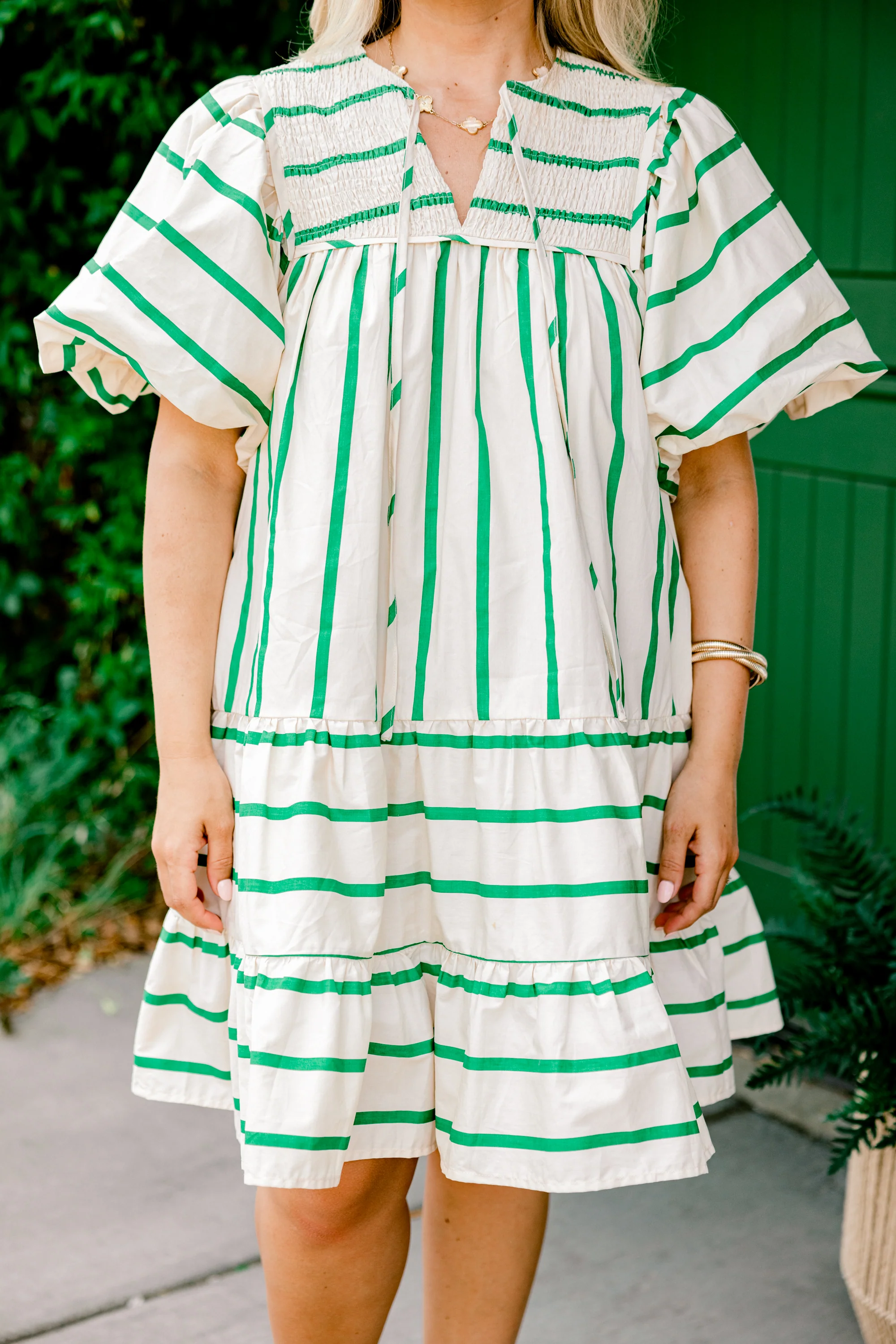 Something Good Dress, Green Stripe - Image 5