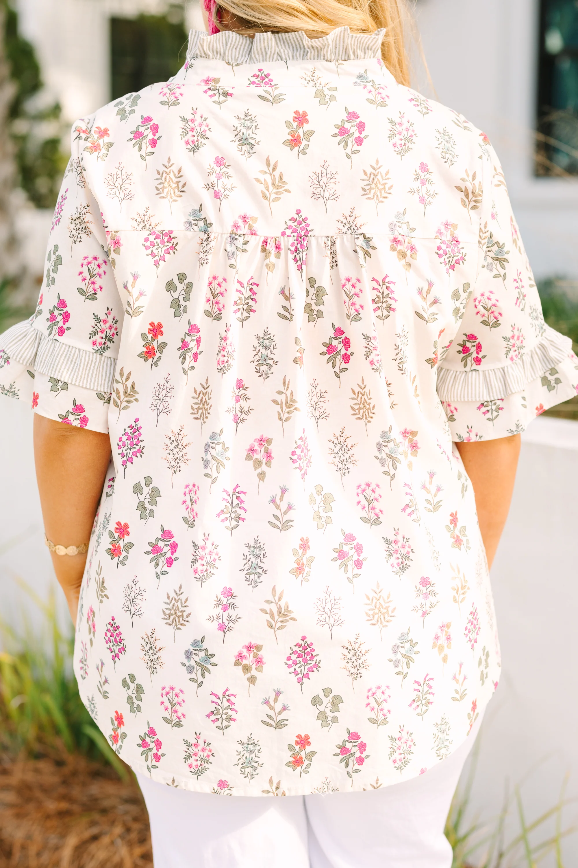 Speaking Up Top, Cream Floral - Image 6