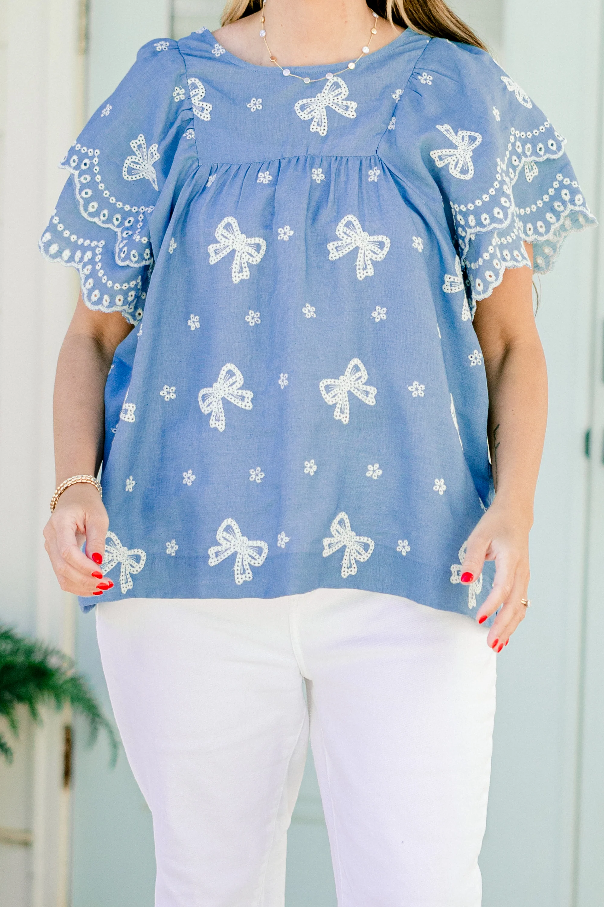 Spending Time Here Top, Light Denim - Image 5