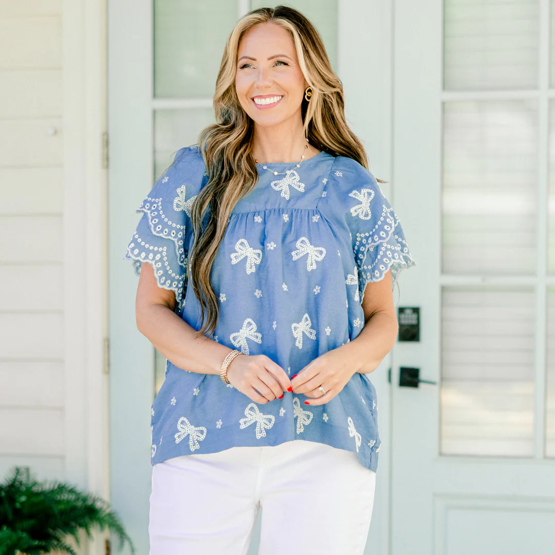 Spending Time Here Top, Light Denim - Image 7
