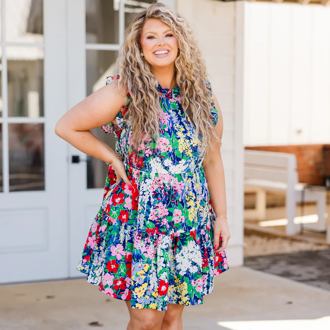 Spinning Around In Circles Dress, Navy - Image 6