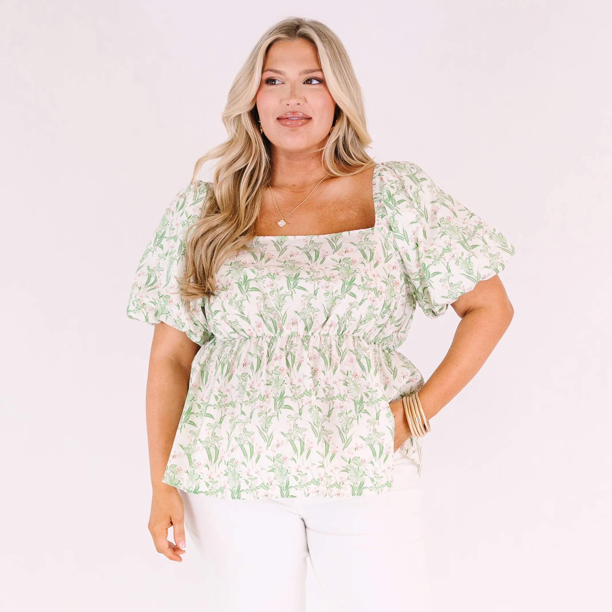 Spring Romance Top, Green Toile - Image 8