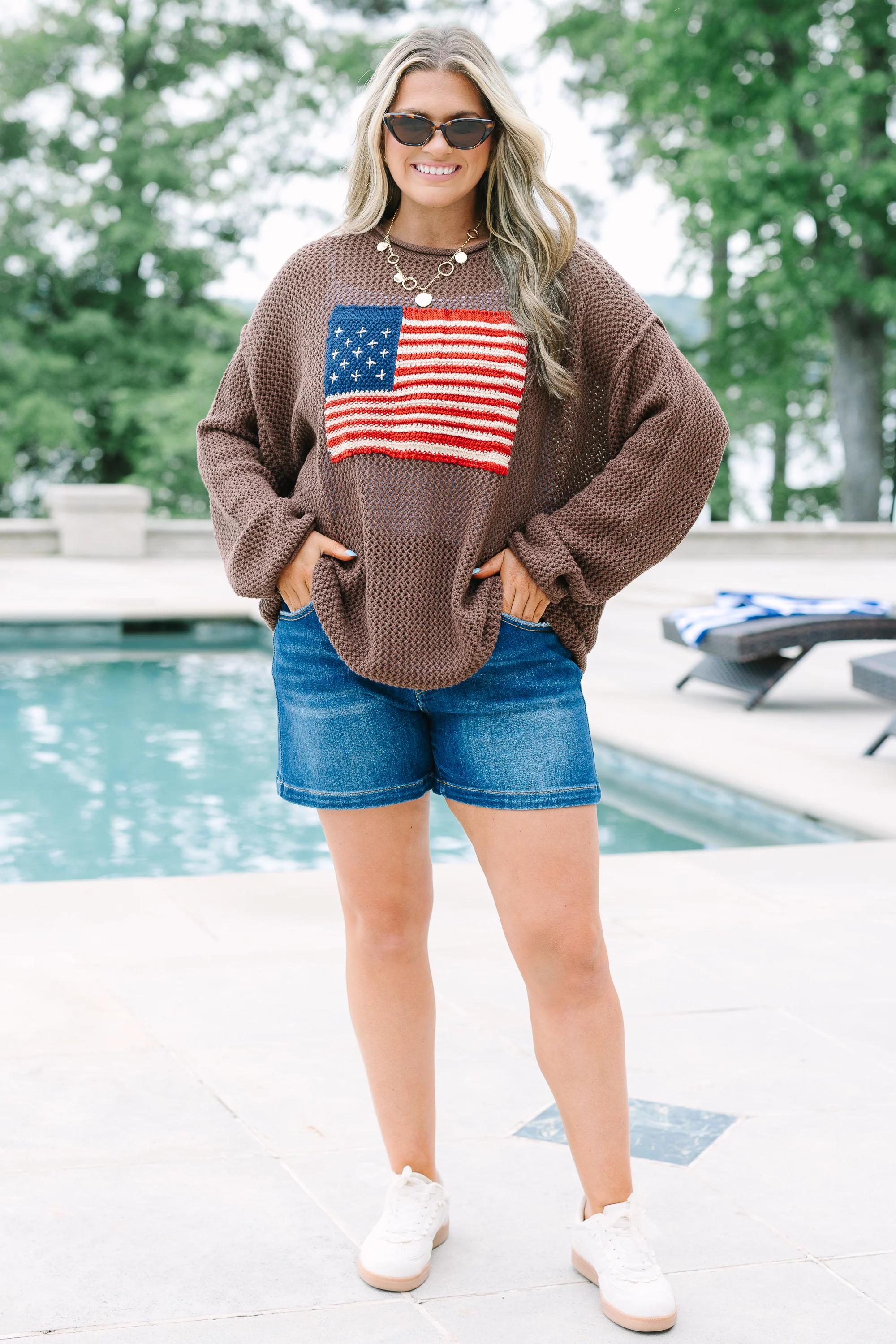 Stars and Stripes Sweater, Brown - Image 2