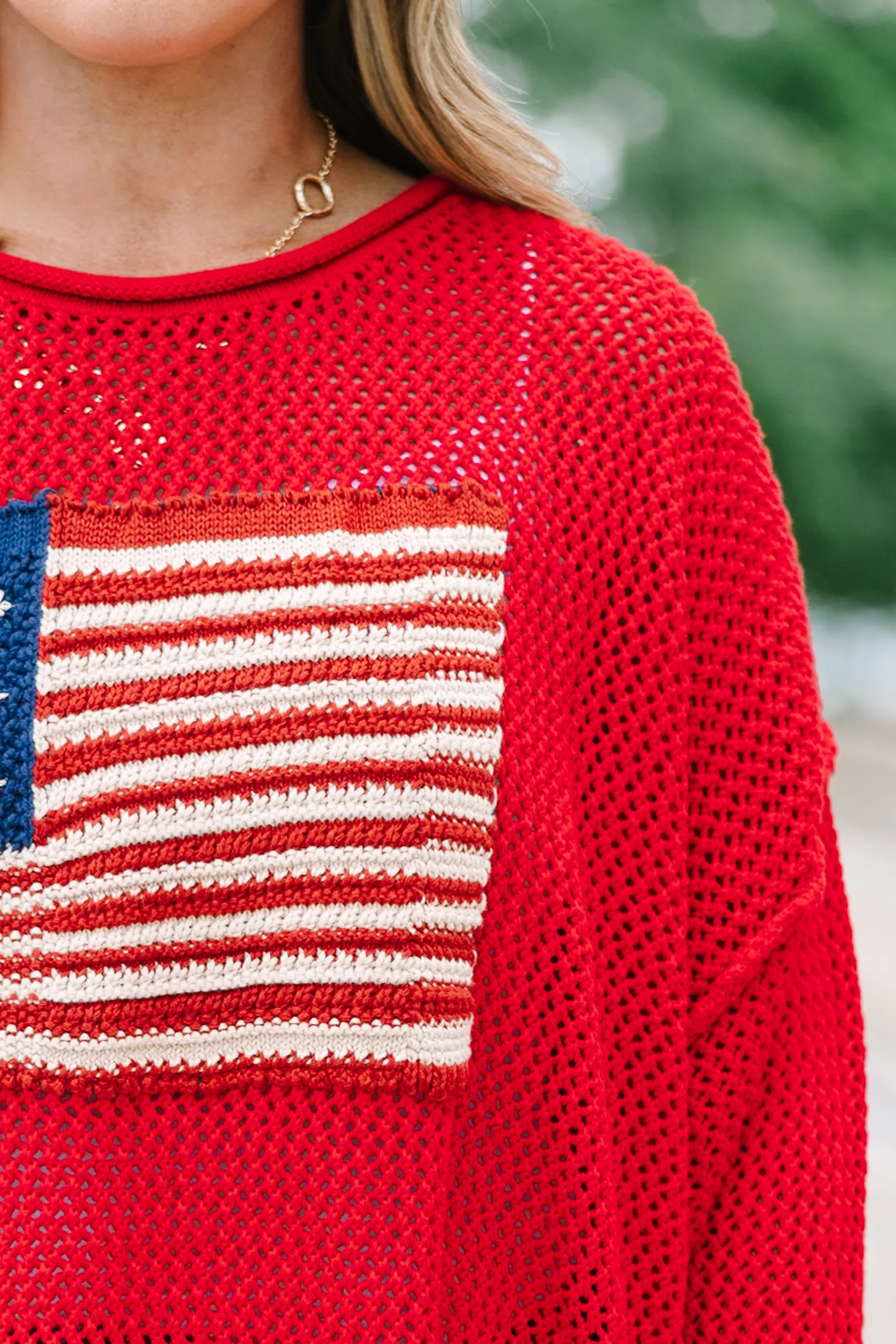 Stars and Stripes Sweater, Ruby - Image 4