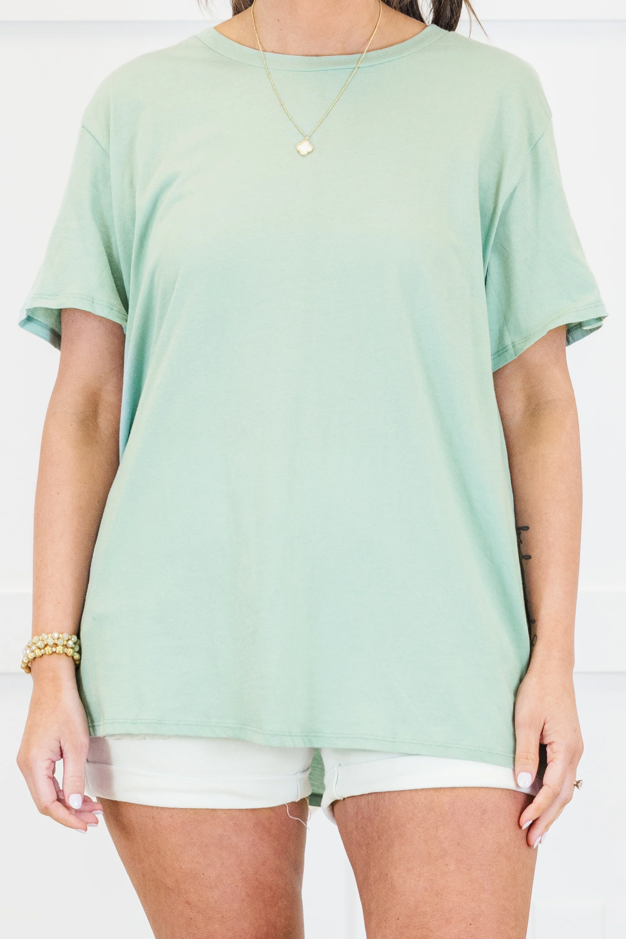 String Of Luck Tee, Dusty Green - Image 5