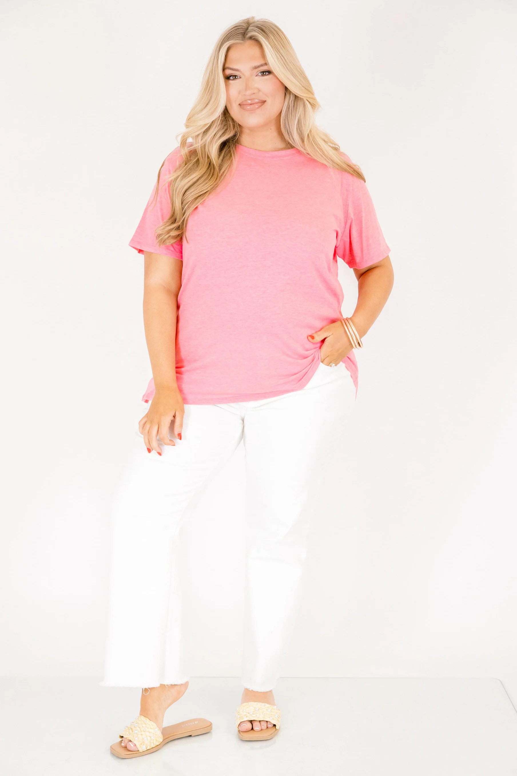 String of Luck Tee, Heather Fuchsia - Image 2