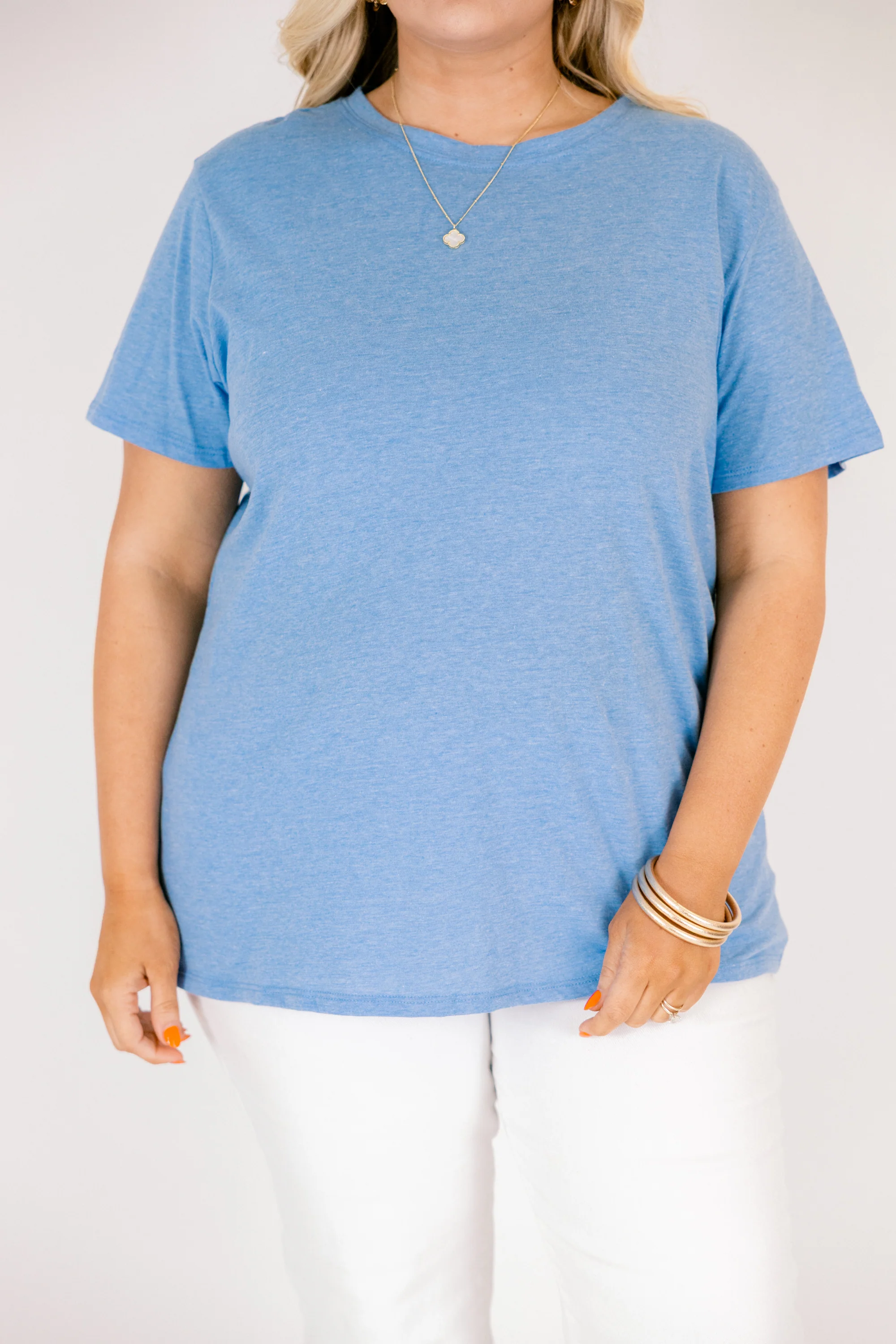 String of Luck Tee, Heather Ocean Blue - Image 4