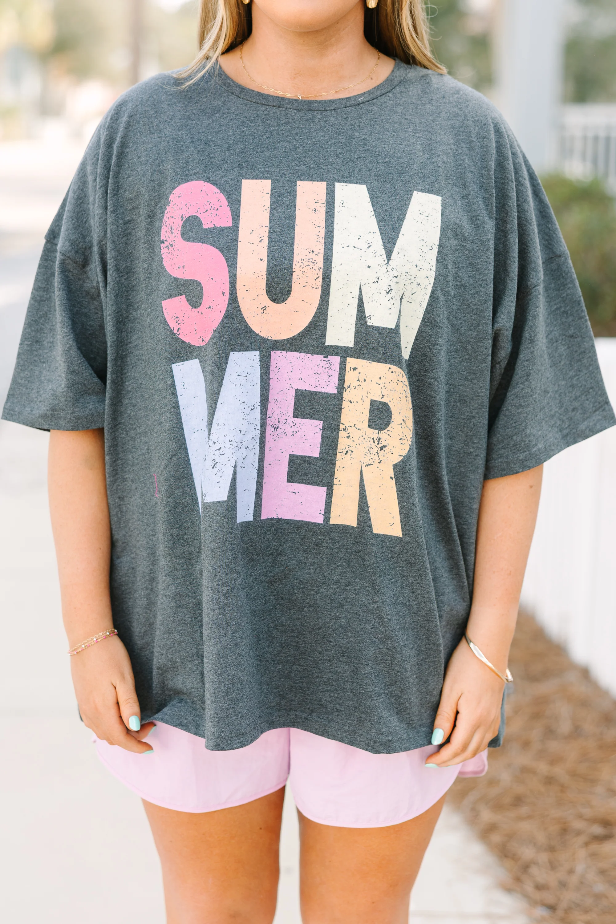 Summer of Fun Boyfriend Tee, Charcoal - Image 4