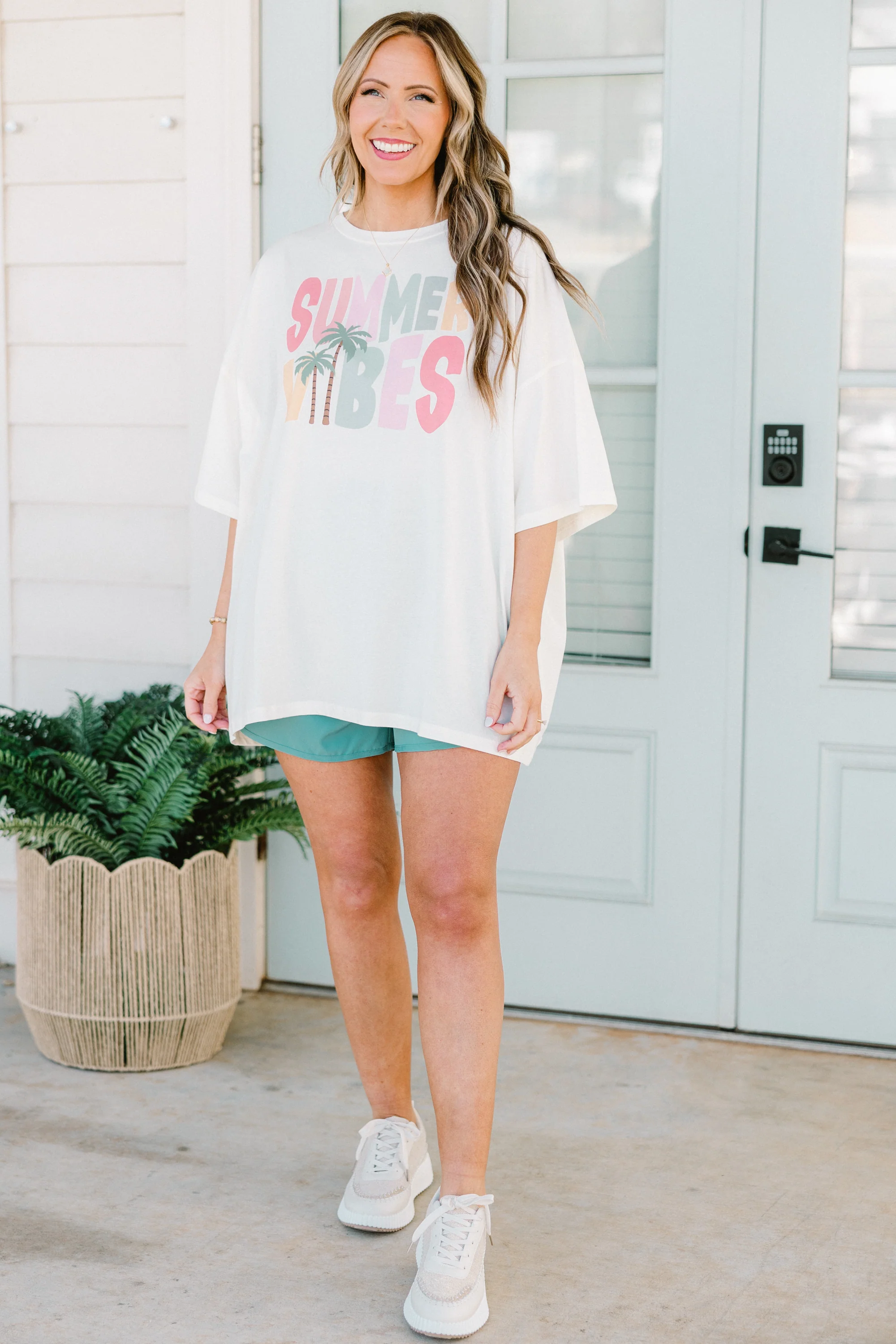 Summer Vibes Boyfriend Tee, Ivory - Image 3