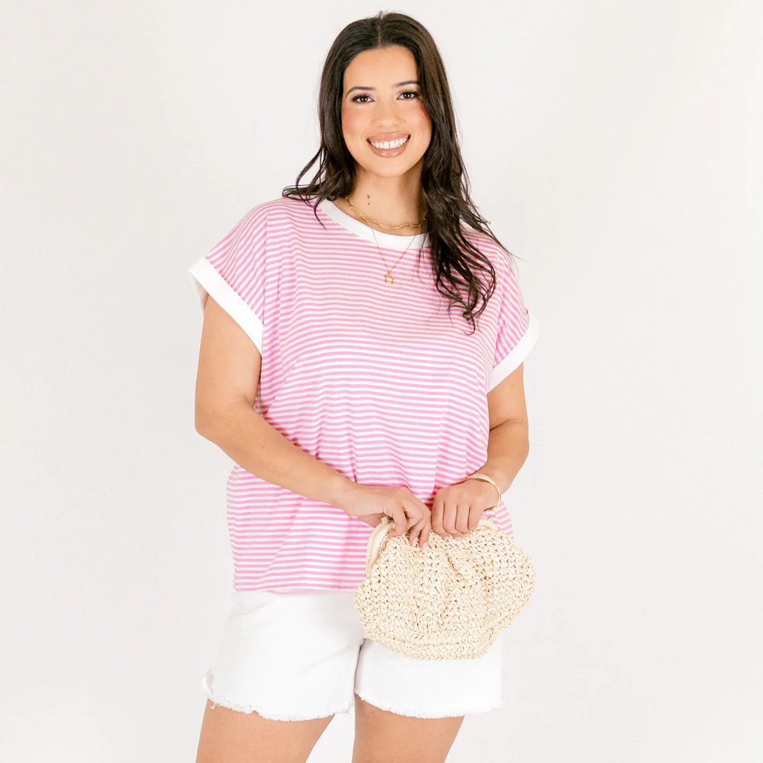 Sunday Stroll Tee, Bubble Gum Pink - Image 7