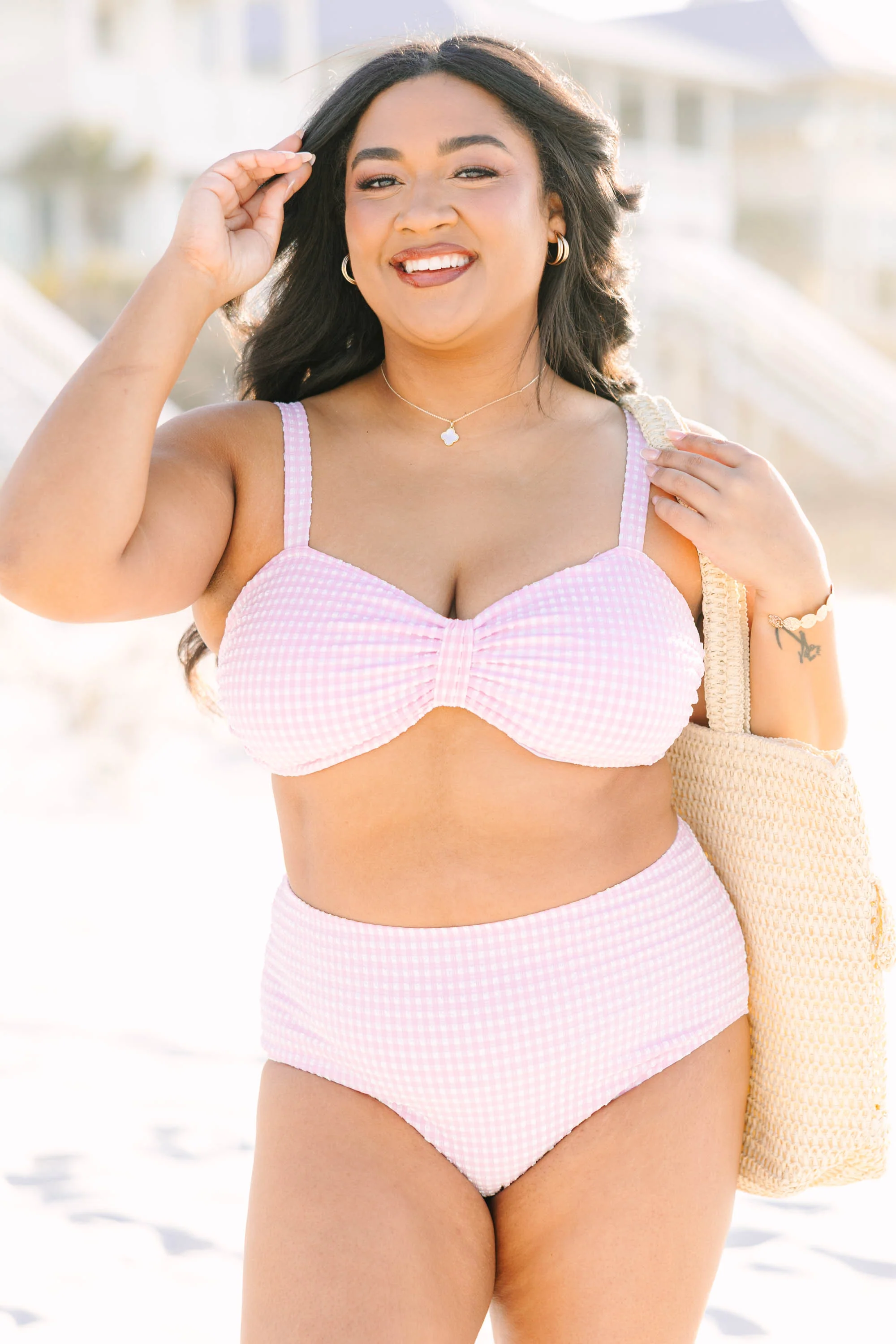 Sunday Sweetheart Swim Bottom, Pink Gingham - Image 6