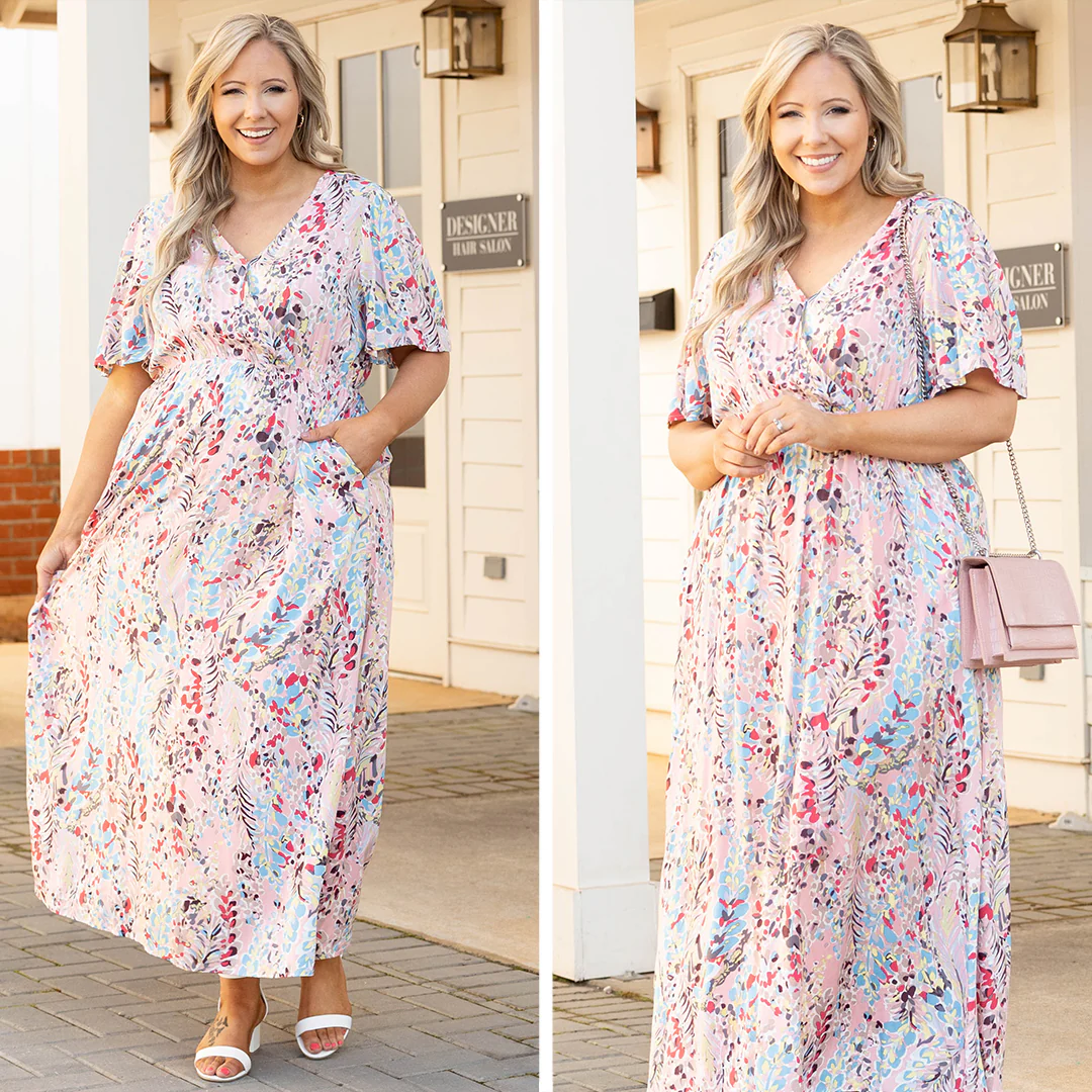 Sunflower Field Maxi Dress, Mauve Multi - Image 6