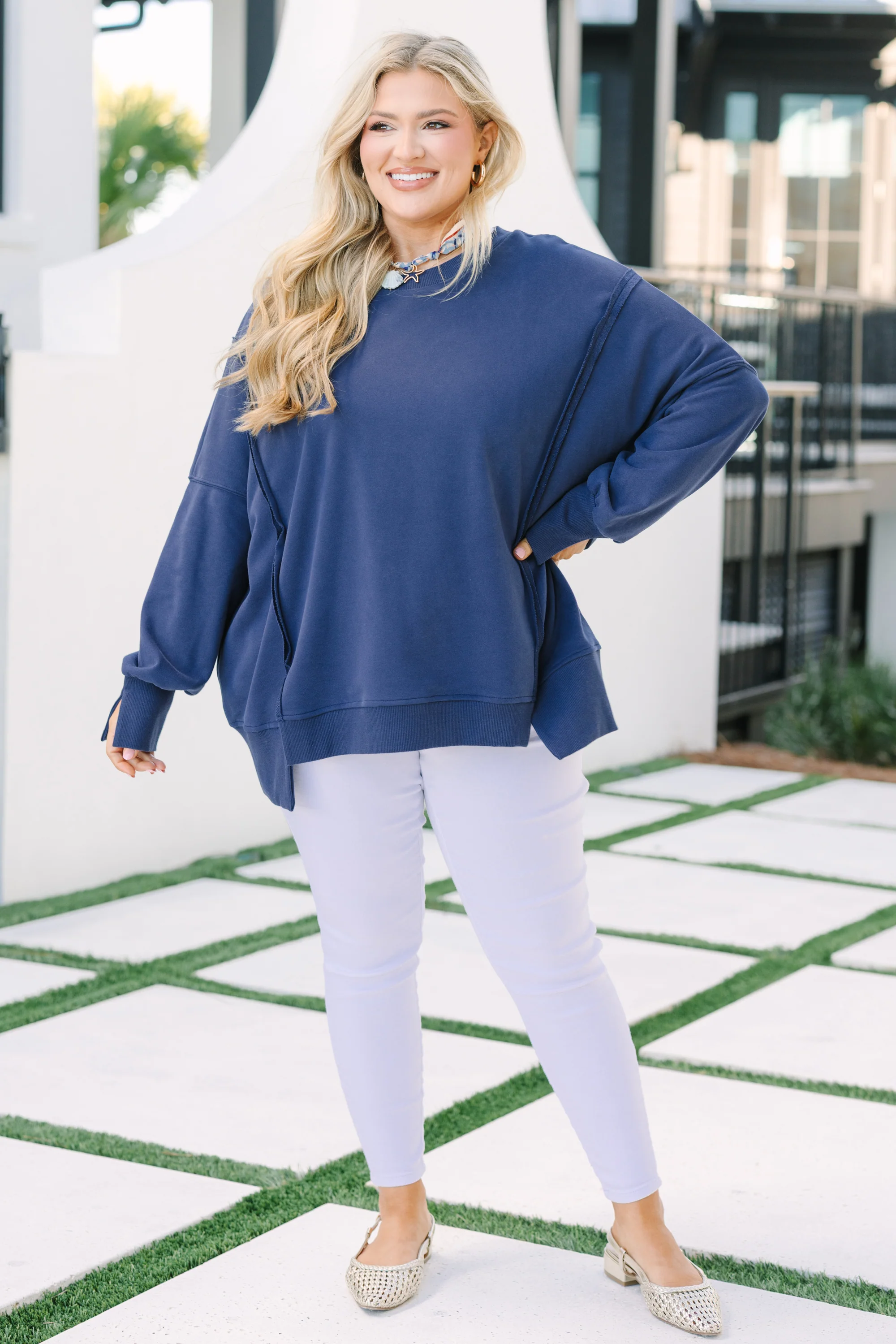 Sunset Glow Pullover, Navy - Image 2