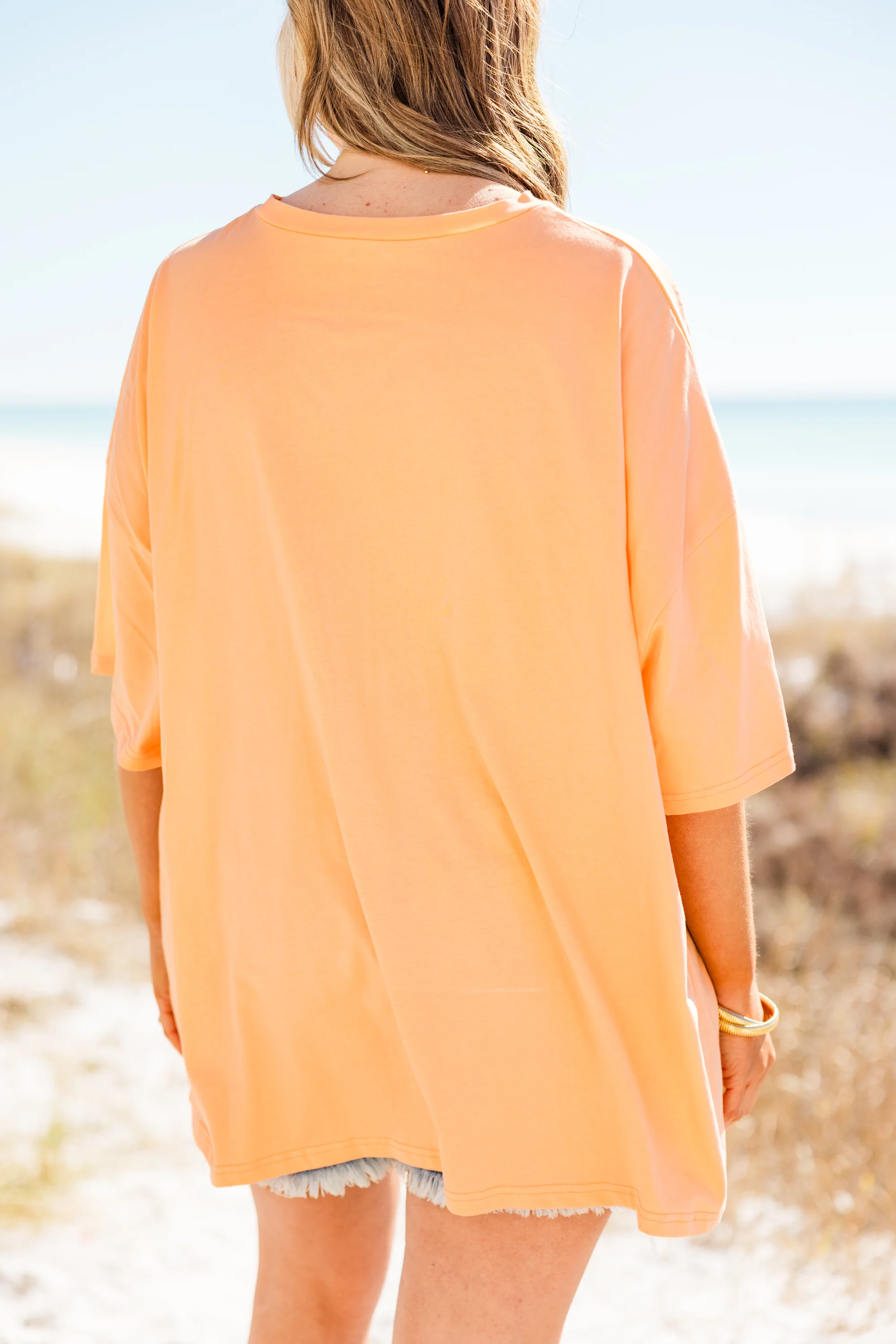 Sunshine and Good Times Boyfriend Tee, Neon Coral - Image 5