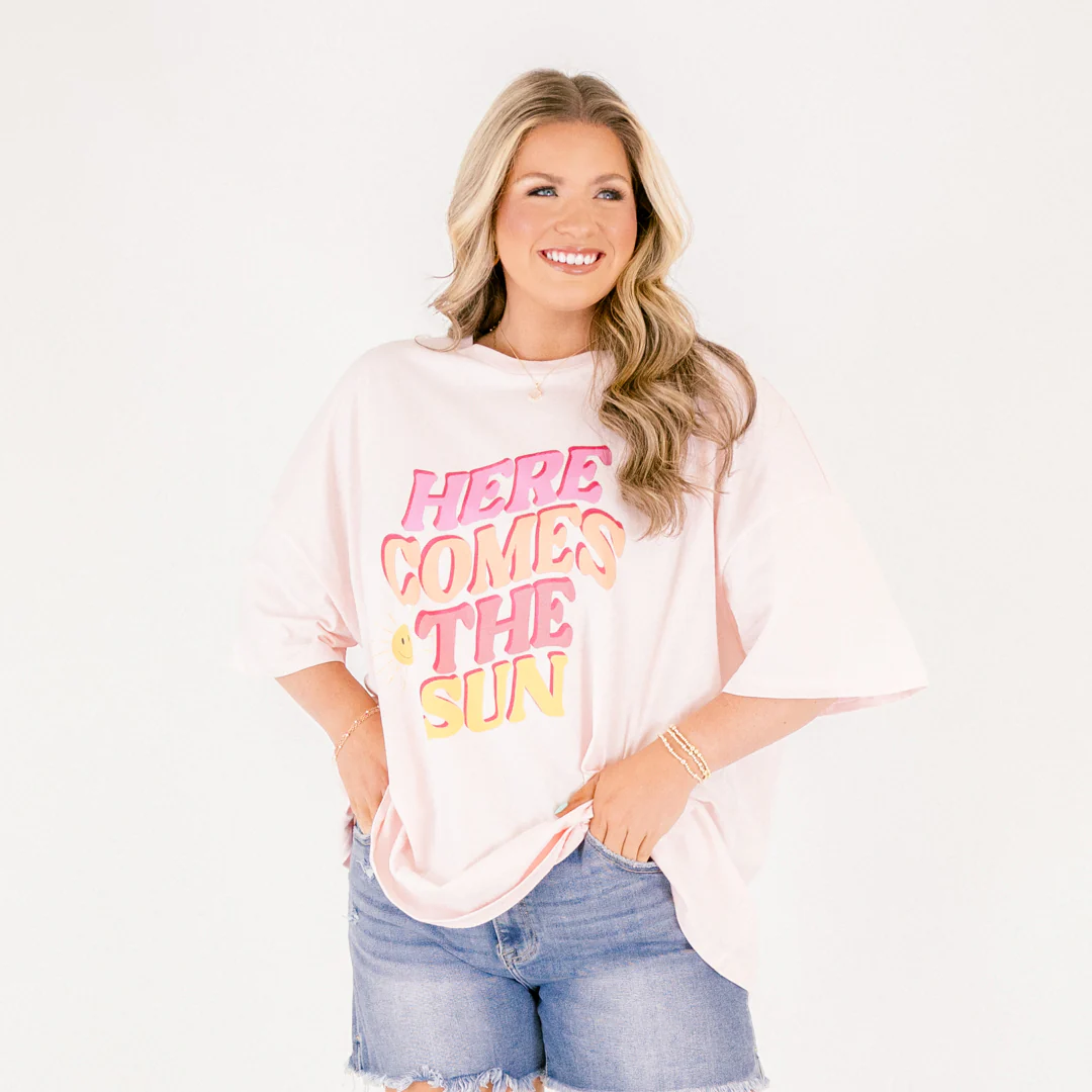 Sunshine Days Boyfriend Tee, Cream Pink - Image 6