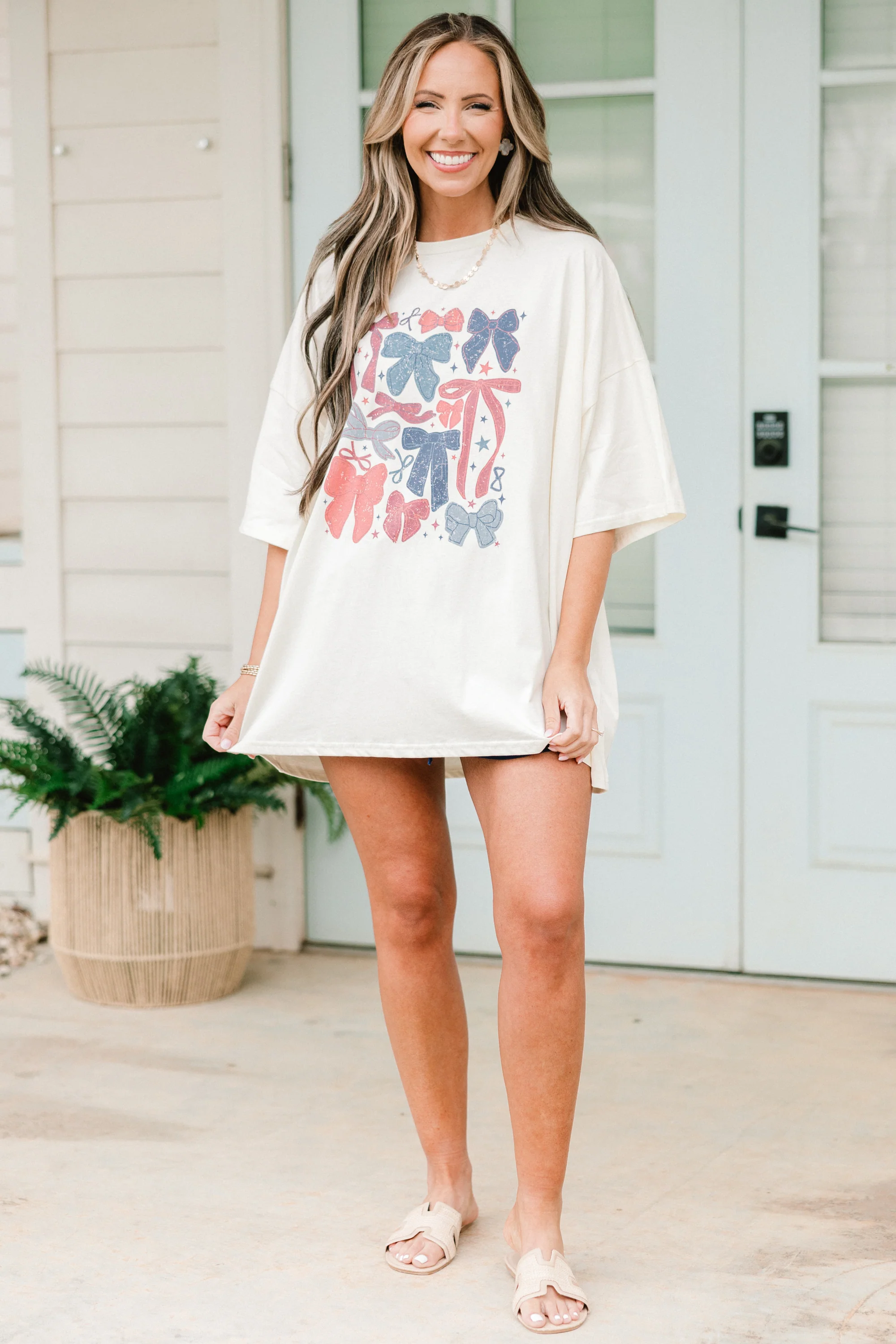 Sweet American Summer Boyfriend Tee, Ivory - Image 2
