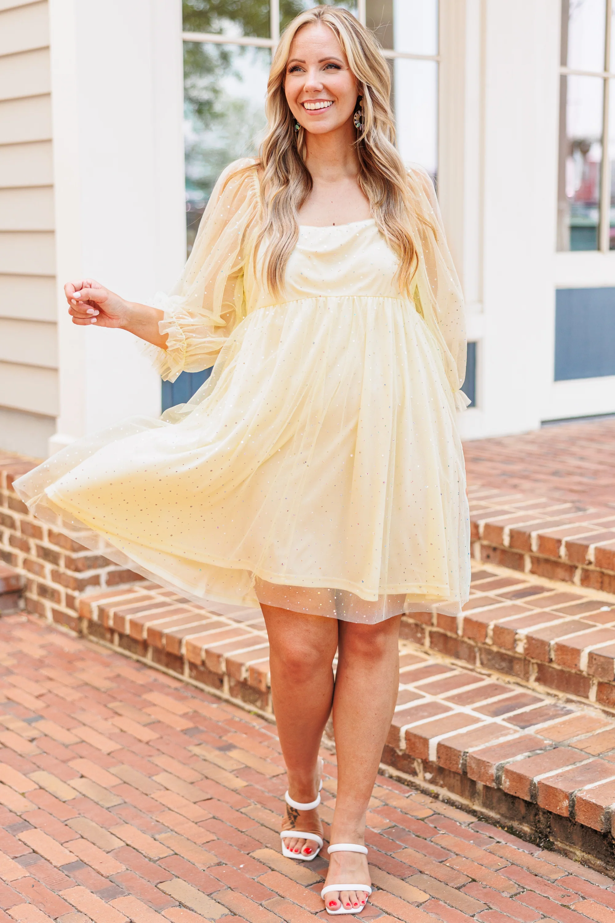 Sweet Evening Dress, Yellow - Image 3