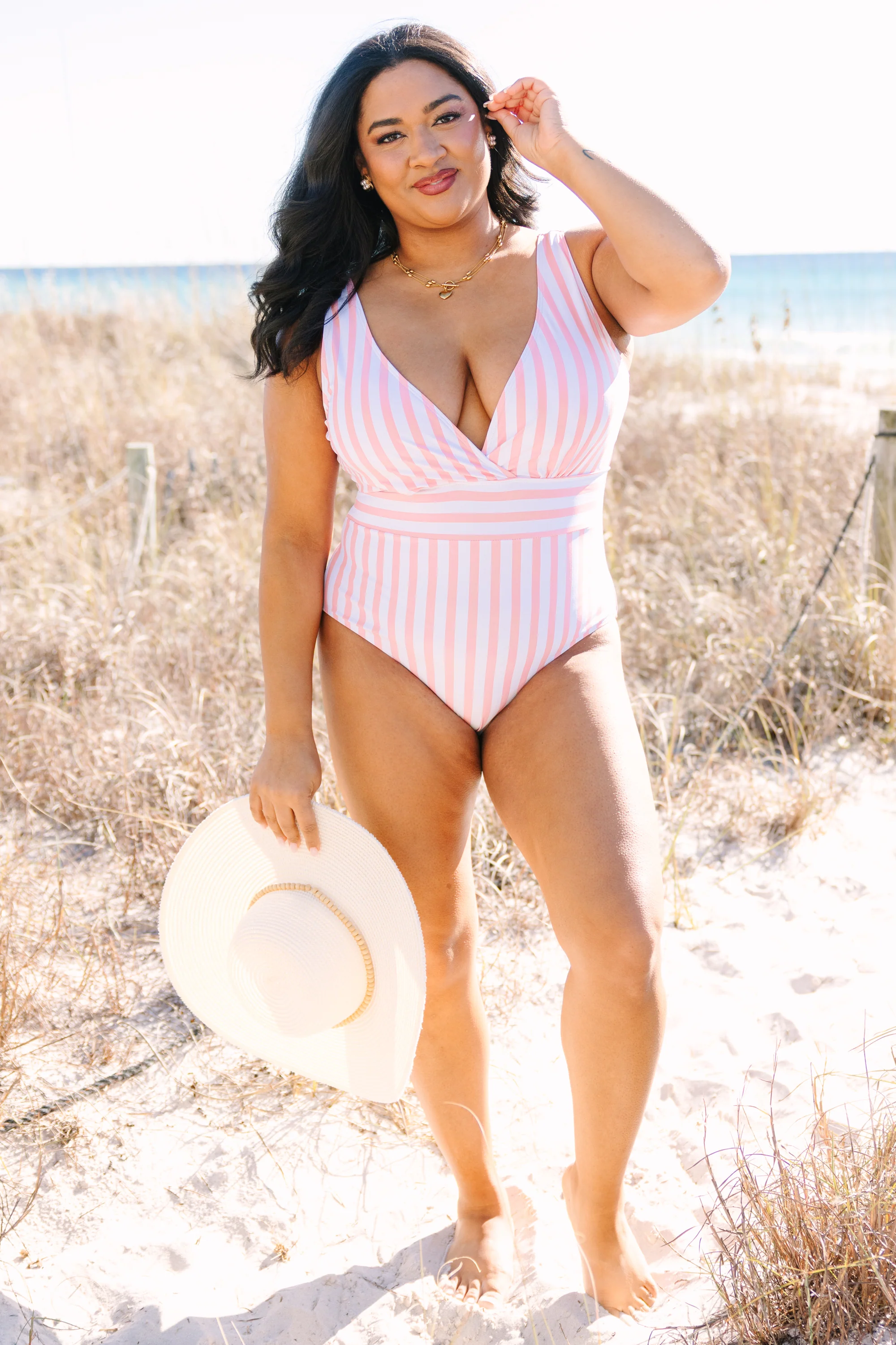 Sweet Stripes Swimsuit, Pink - Image 2
