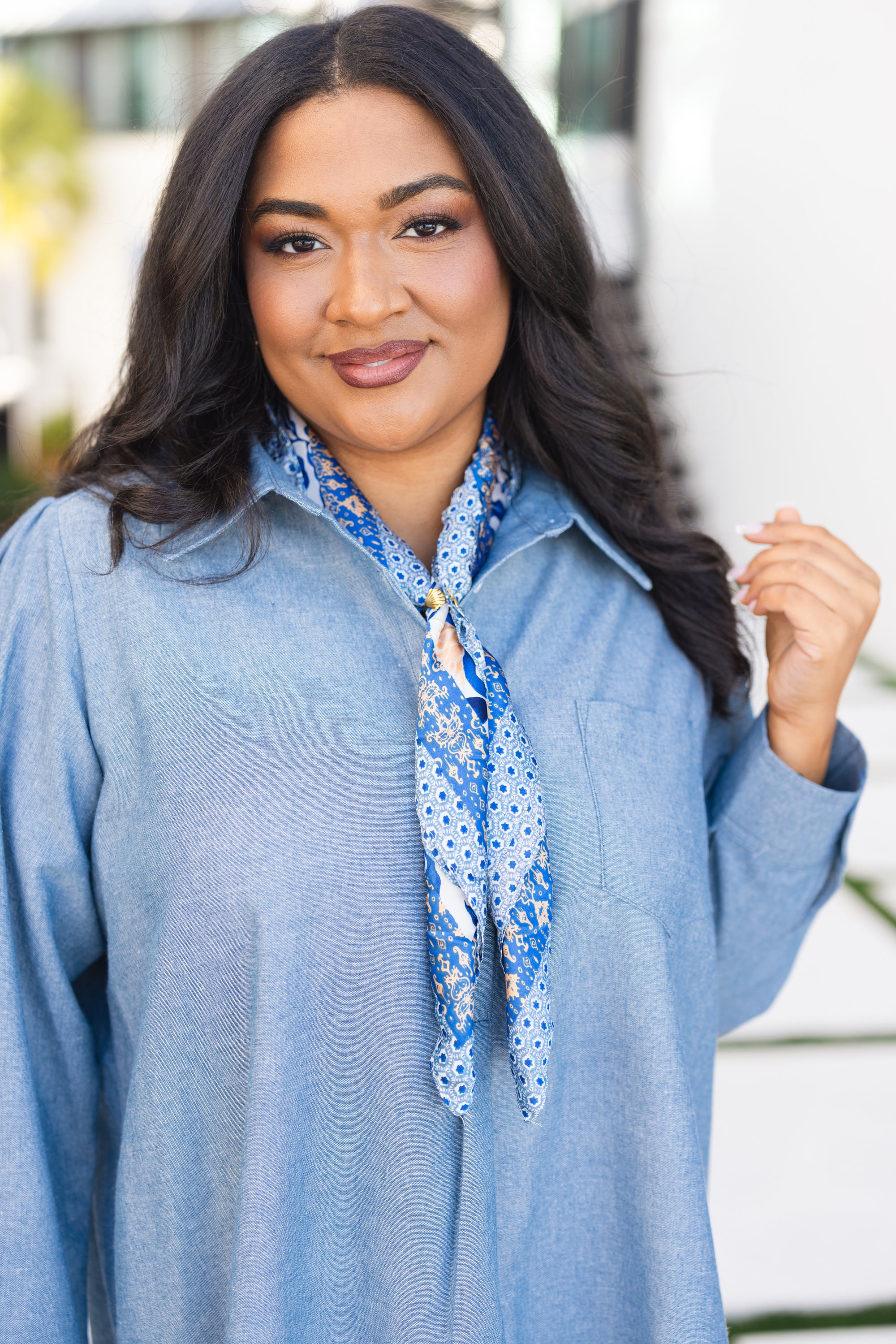 Sweet Summertime Scarf, Blue Floral - Image 5