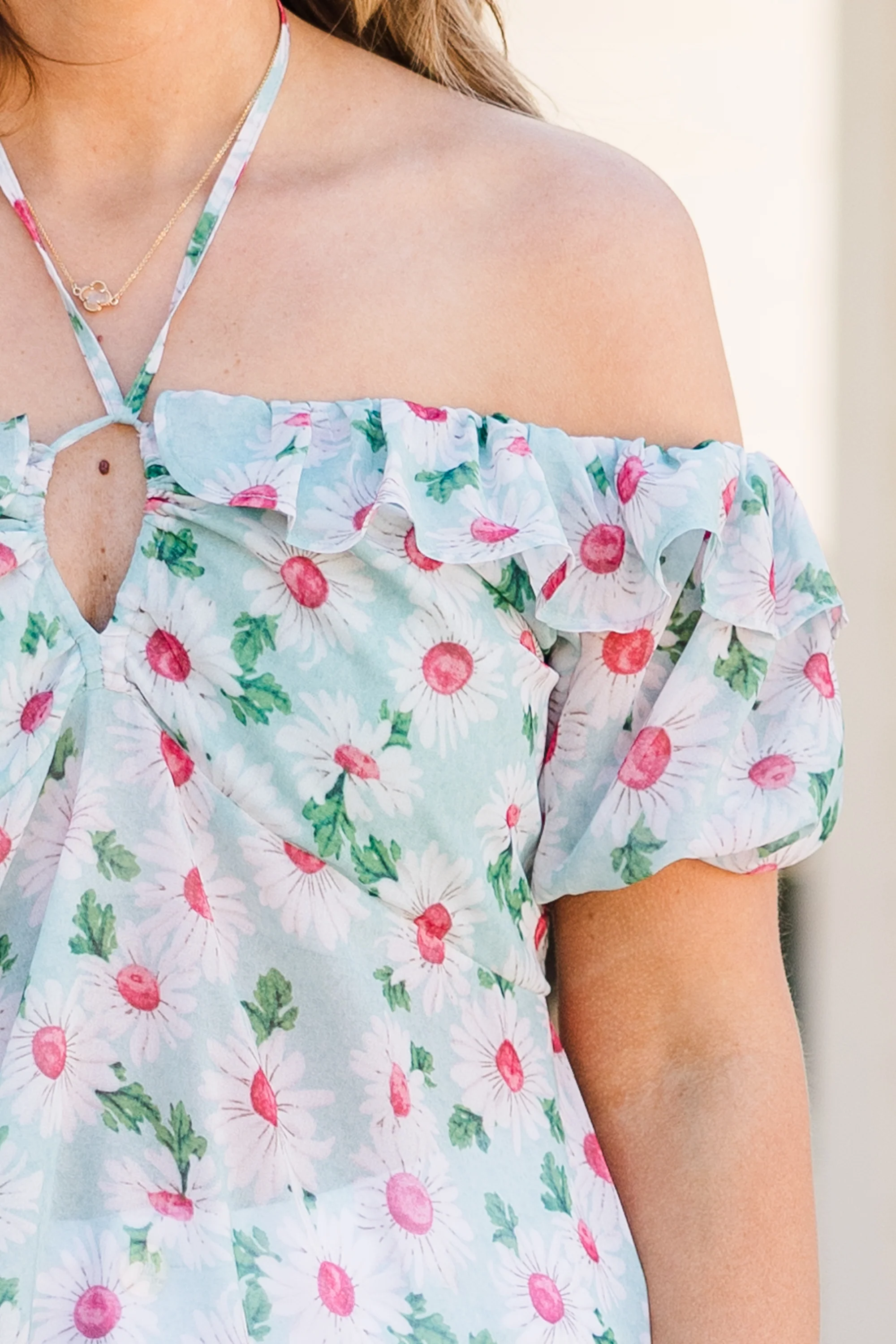 Talking It Through Babydoll Top, Sky Blue - Image 4