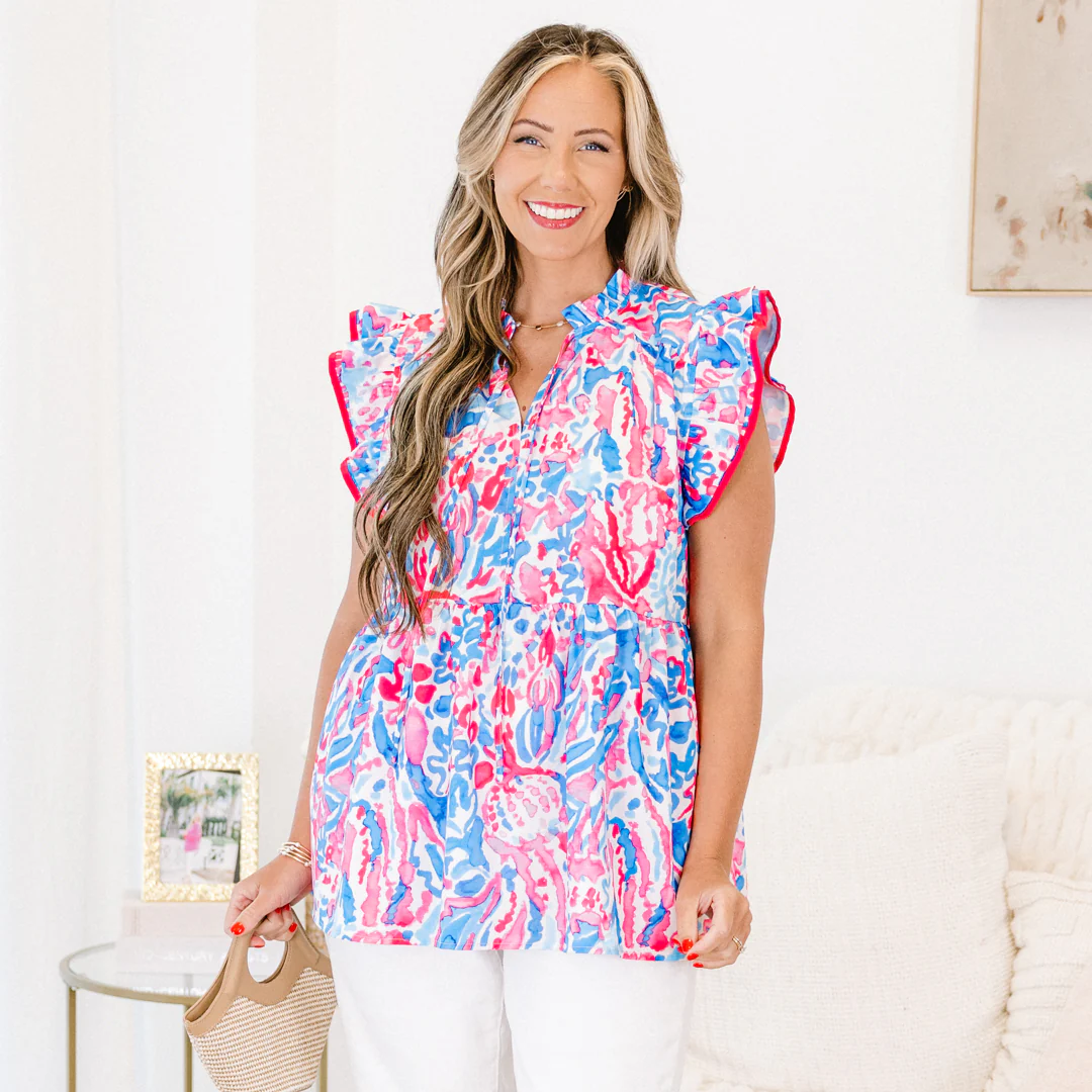 The Big Day Top, Blue-Pink - Image 7
