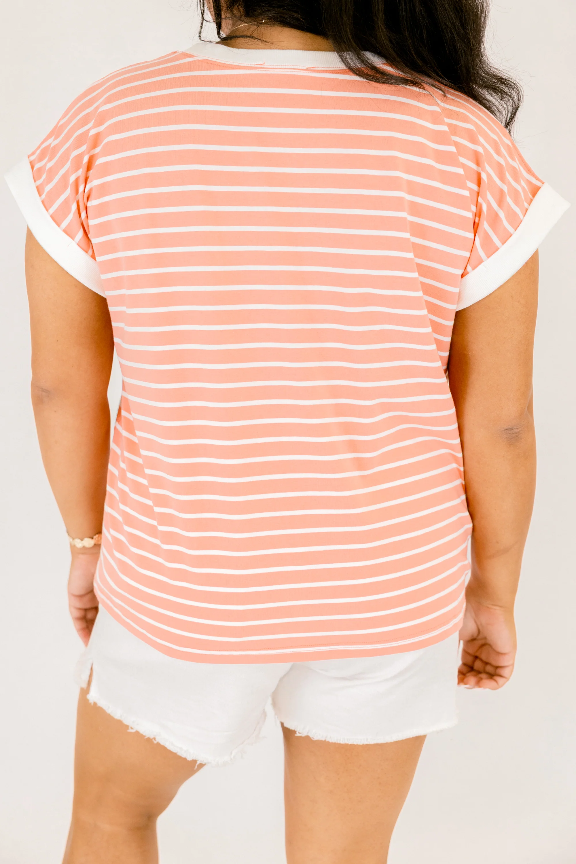 The Savannah Stroll Striped Tee, Coral - Image 6