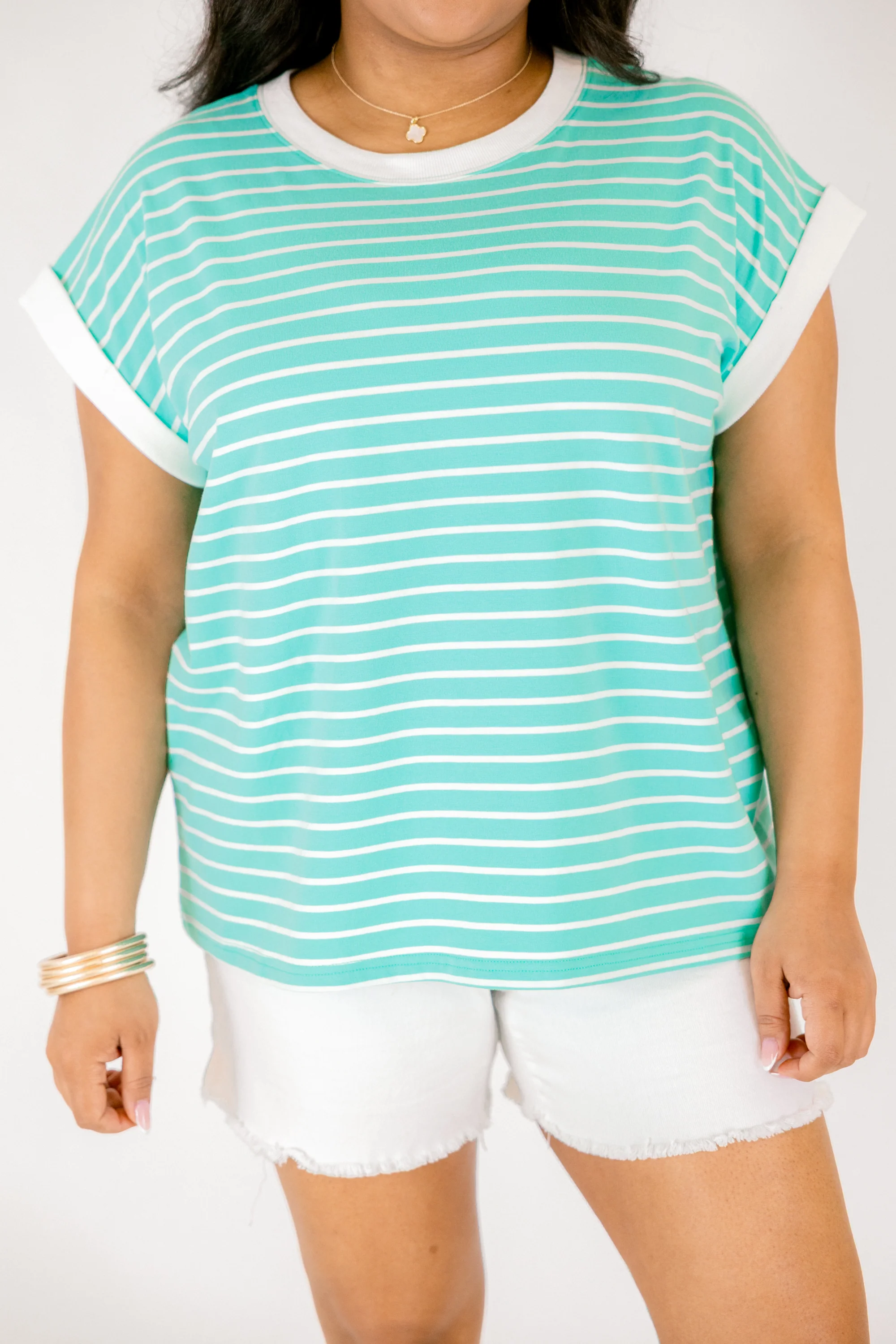 The Savannah Stroll Striped Tee, Mint - Image 5