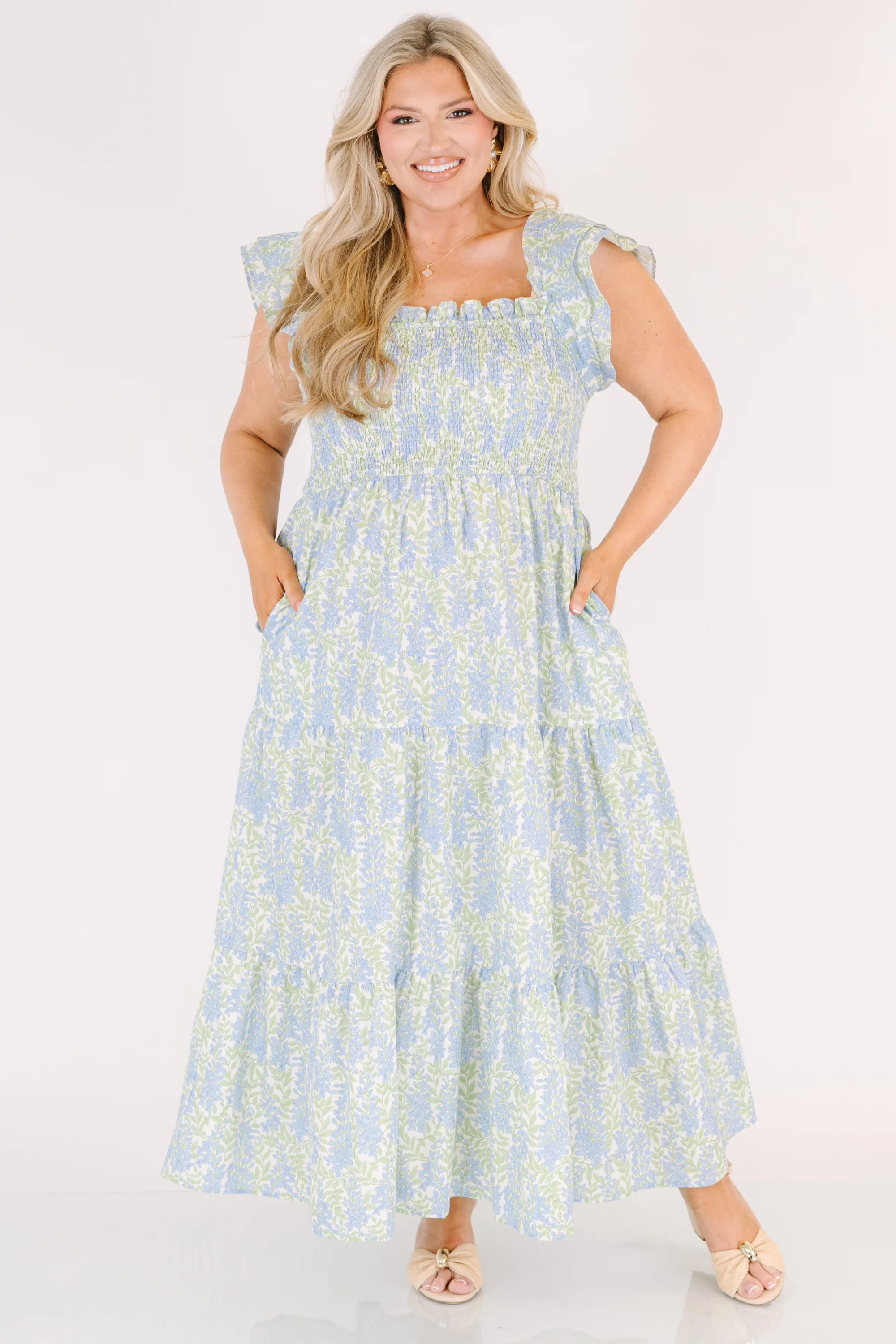 The Wildflower's Song Maxi Dress, Blue Floral Mix - Image 2