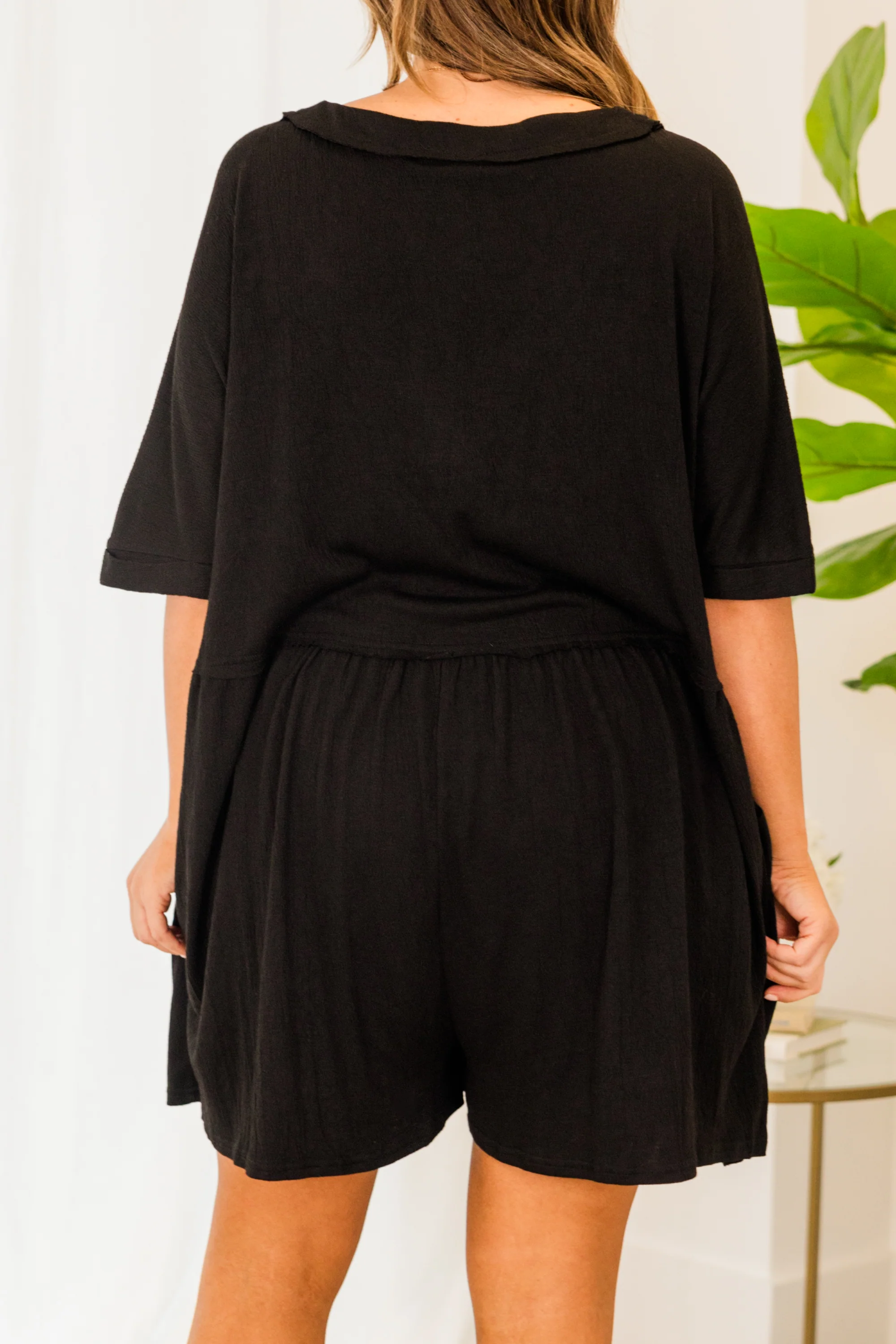 Throw On And Go Romper, Black - Image 6