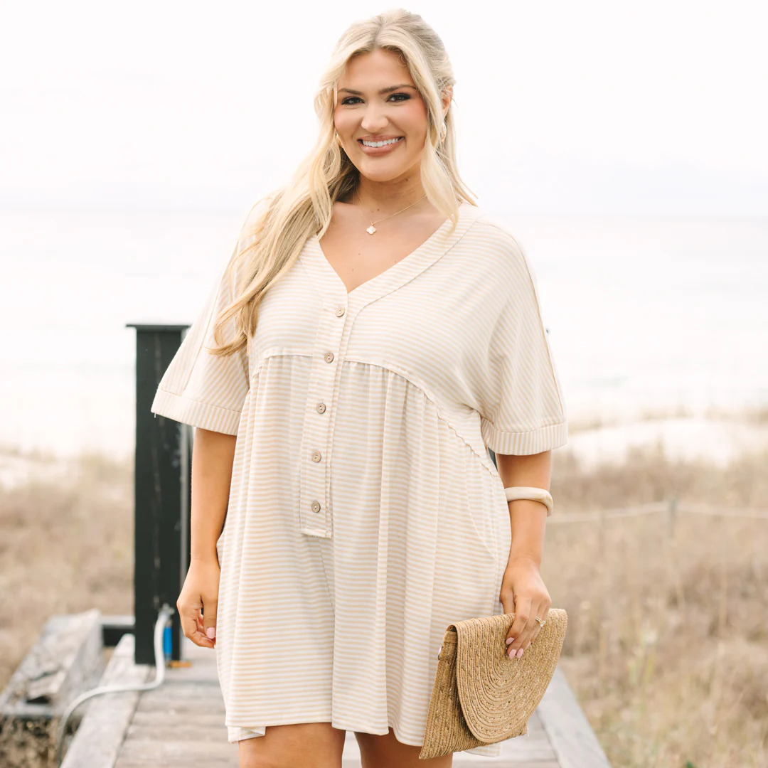 Throw On And Go Romper, Brown Stripe - Image 7