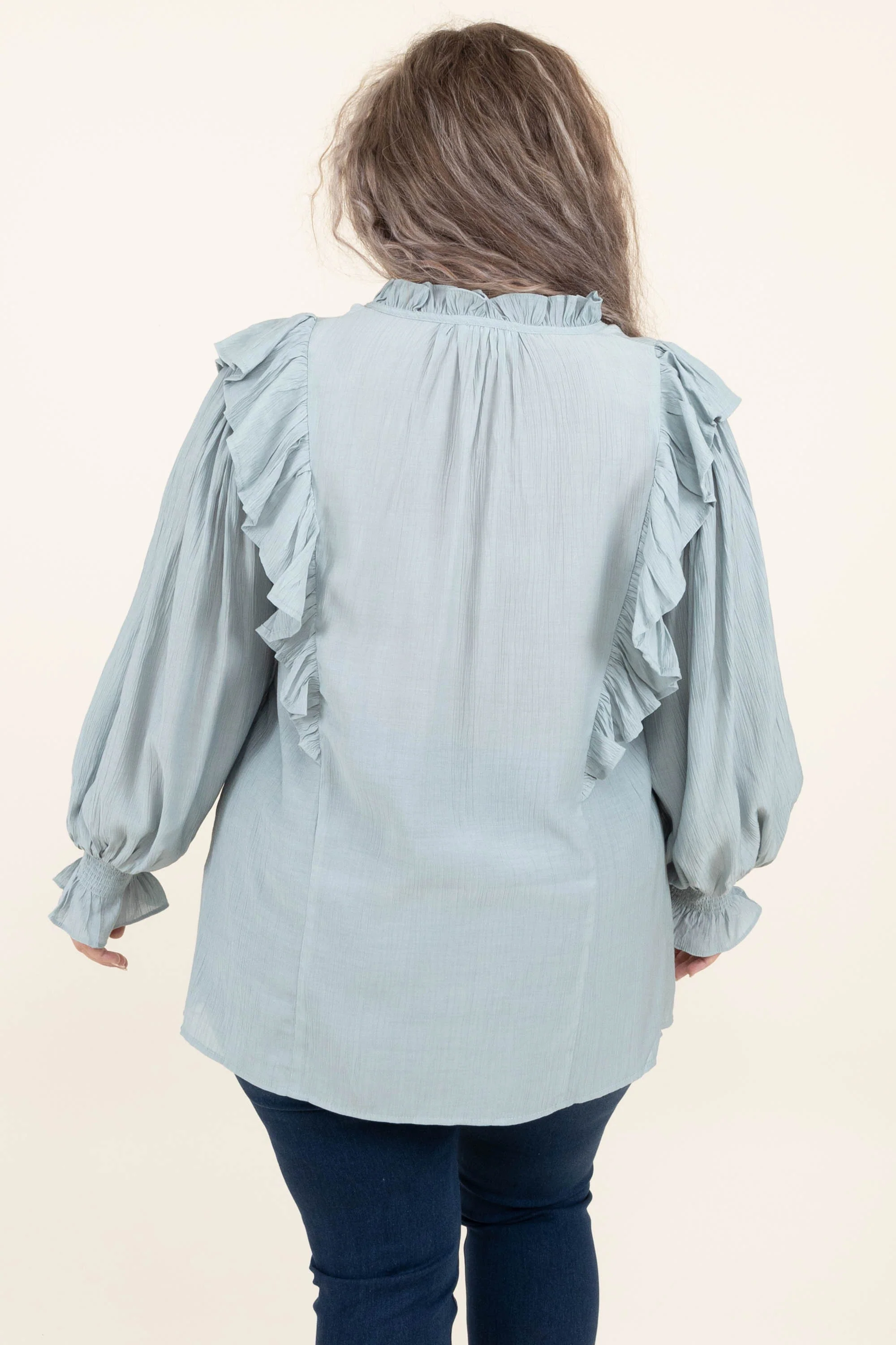 To The Moon For You Blouse, Dusty Blue - Image 5
