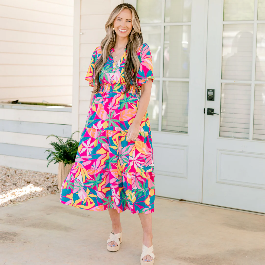 Tropicana Bliss Maxi Dress, Fuchsia-Pink-Blue - Image 7