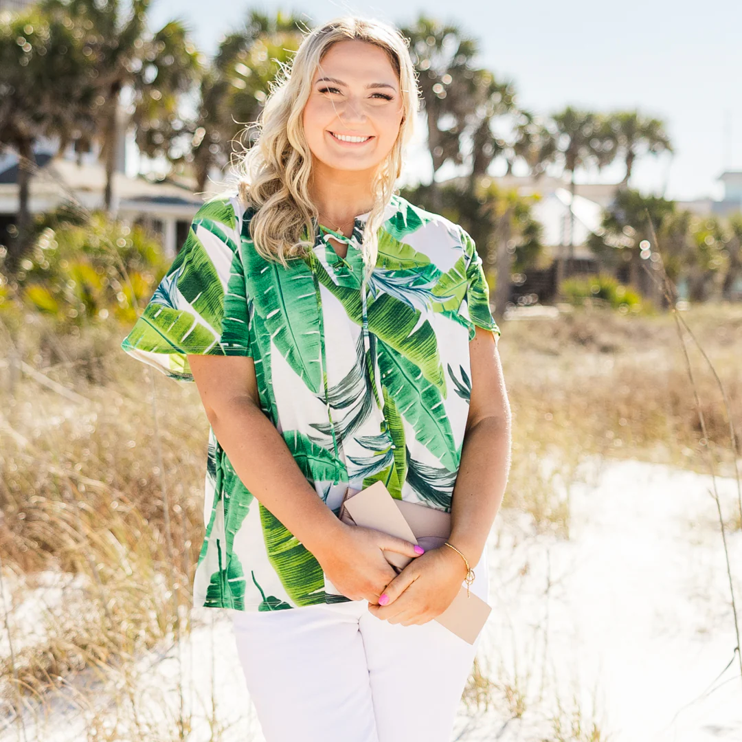 Tropicana Feelings Top, Ivory/Green - Image 7