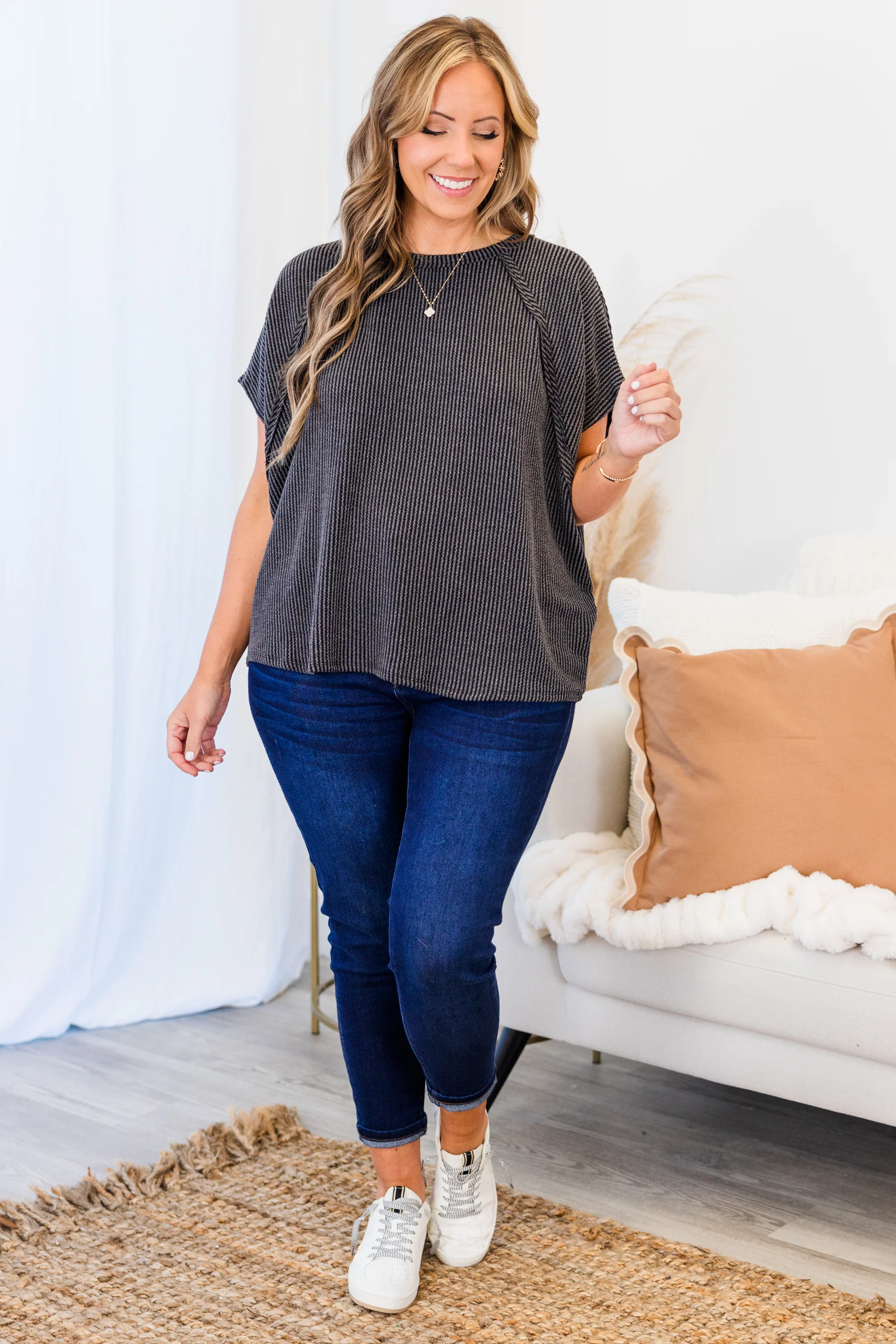 True And Charming Top, Charcoal - Image 2