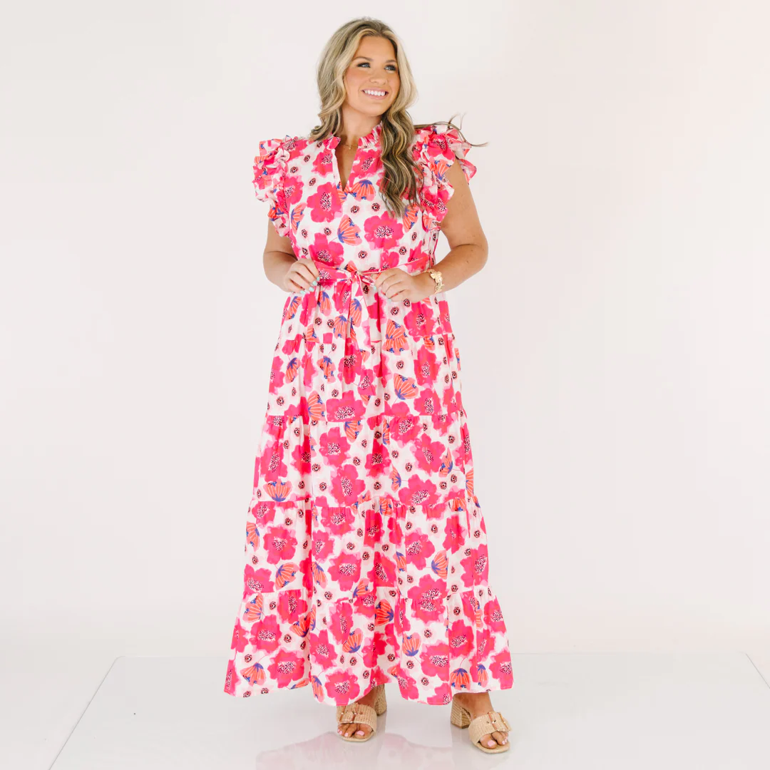 Venetian Garden Dress, Fuchsia - Image 8