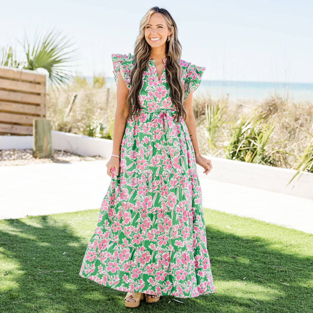 Venetian Garden Dress, Green - Image 7