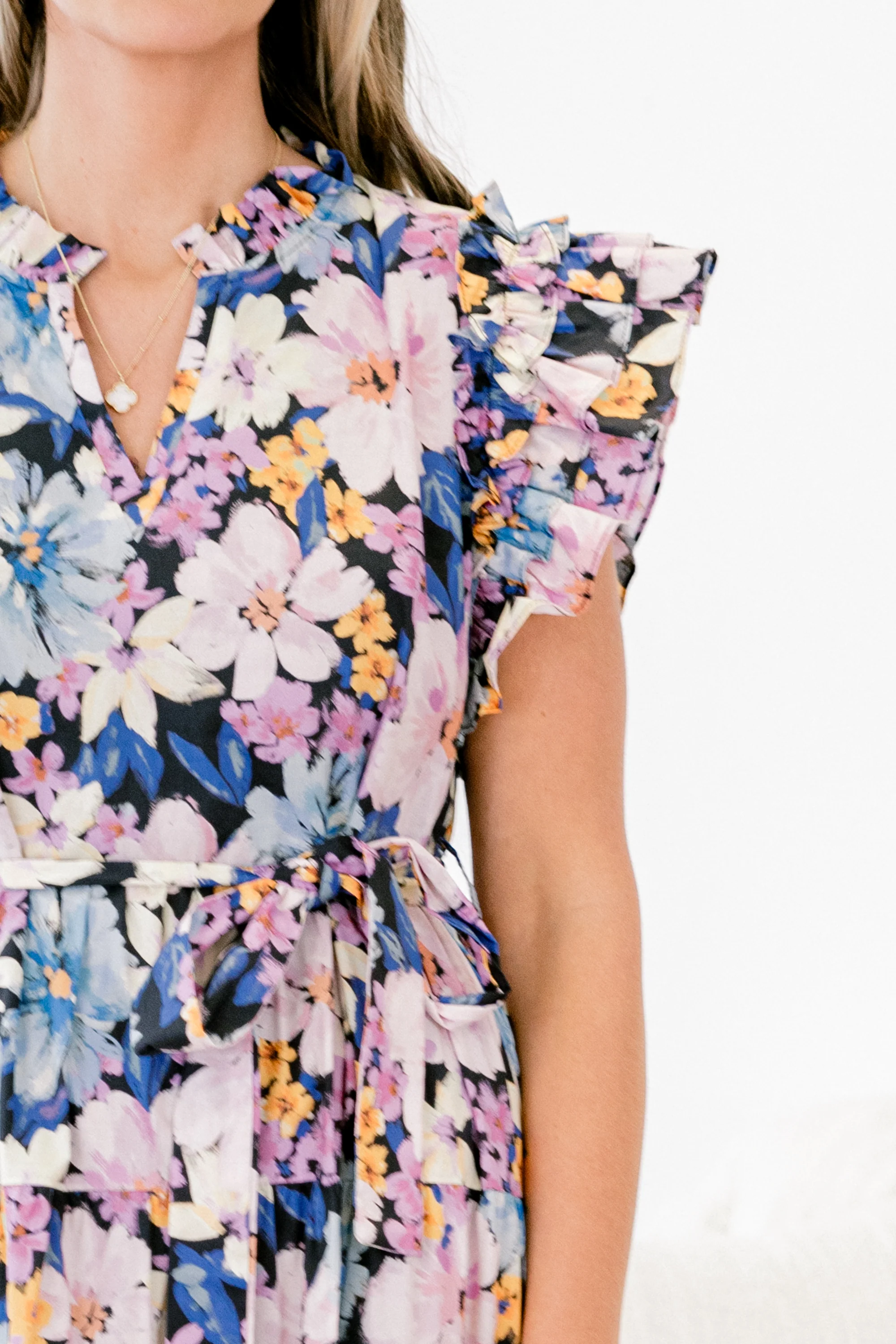 Venetian Garden Dress, Navy - Image 4