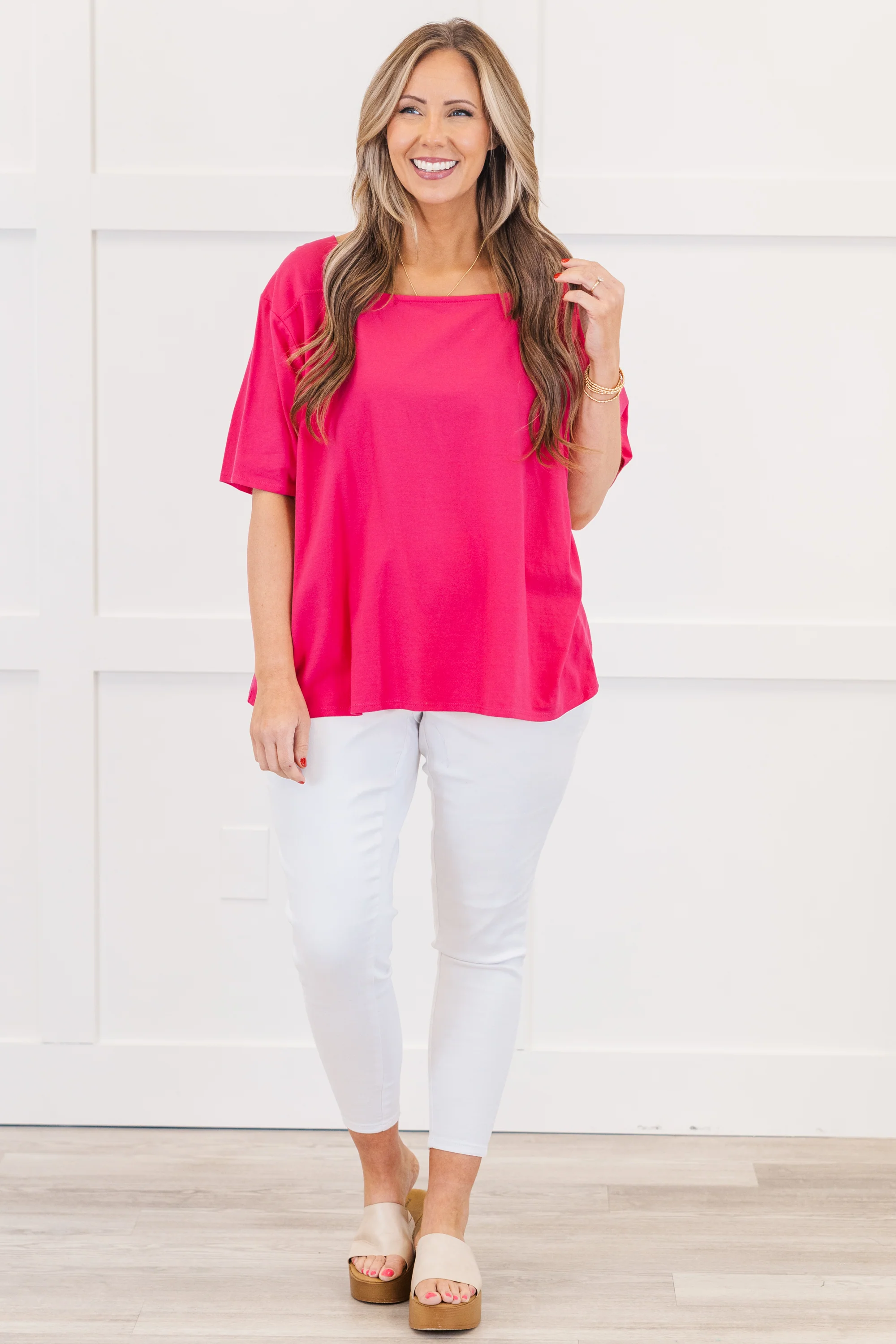 Vivid Imagination Top, Fuchsia - Image 2