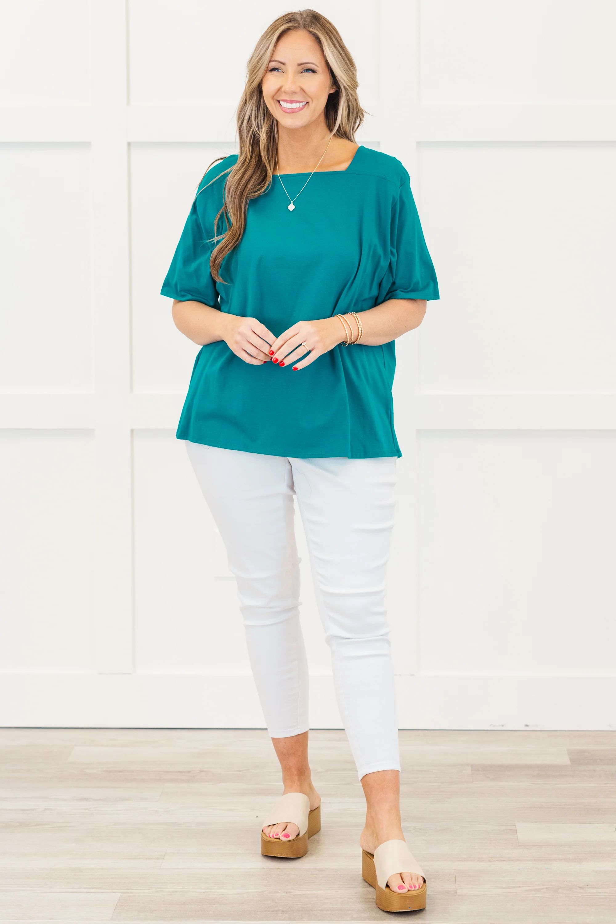 Vivid Imagination Top, Turquoise - Image 3