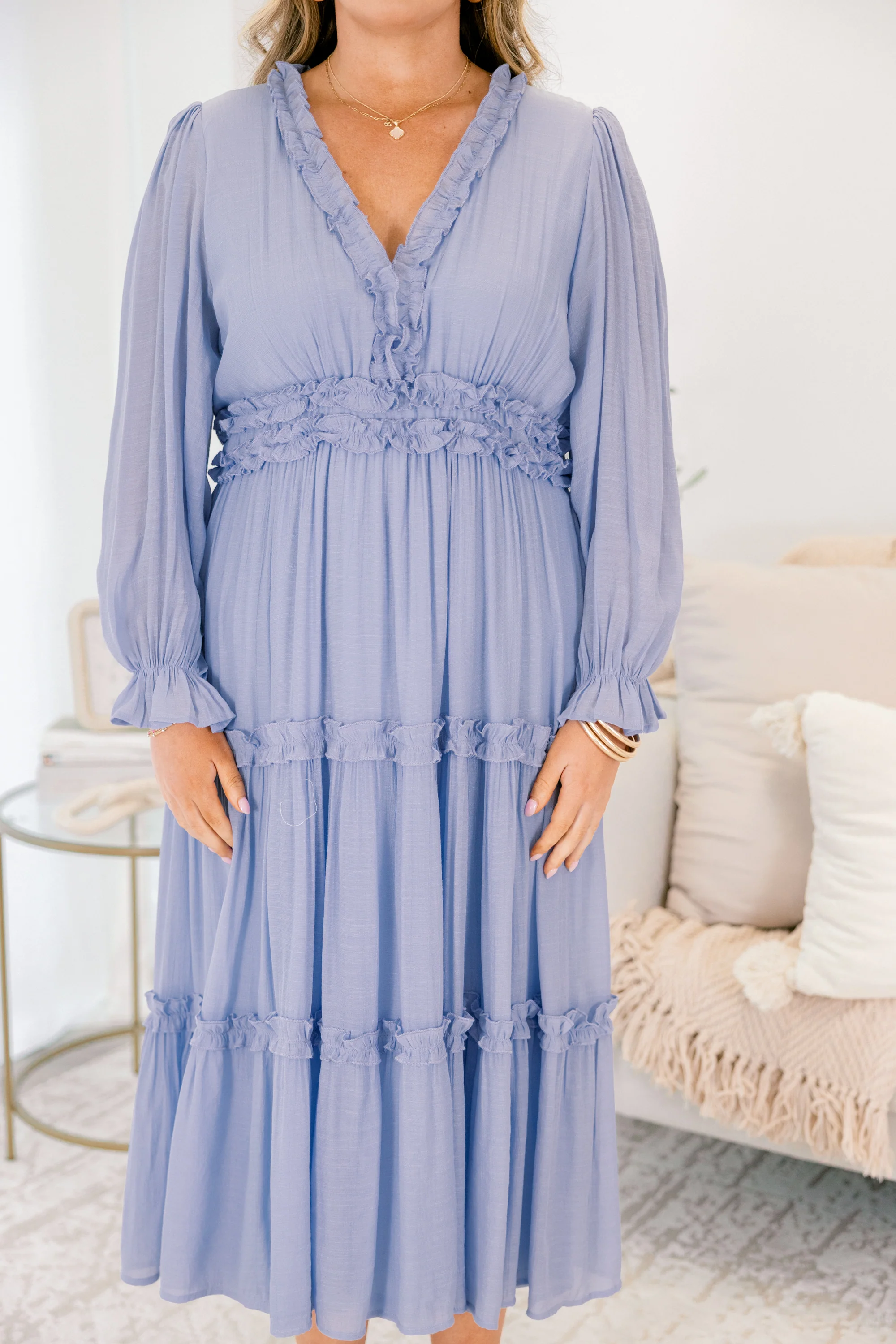 Vivid Palms Dress, Light Blue - Image 5