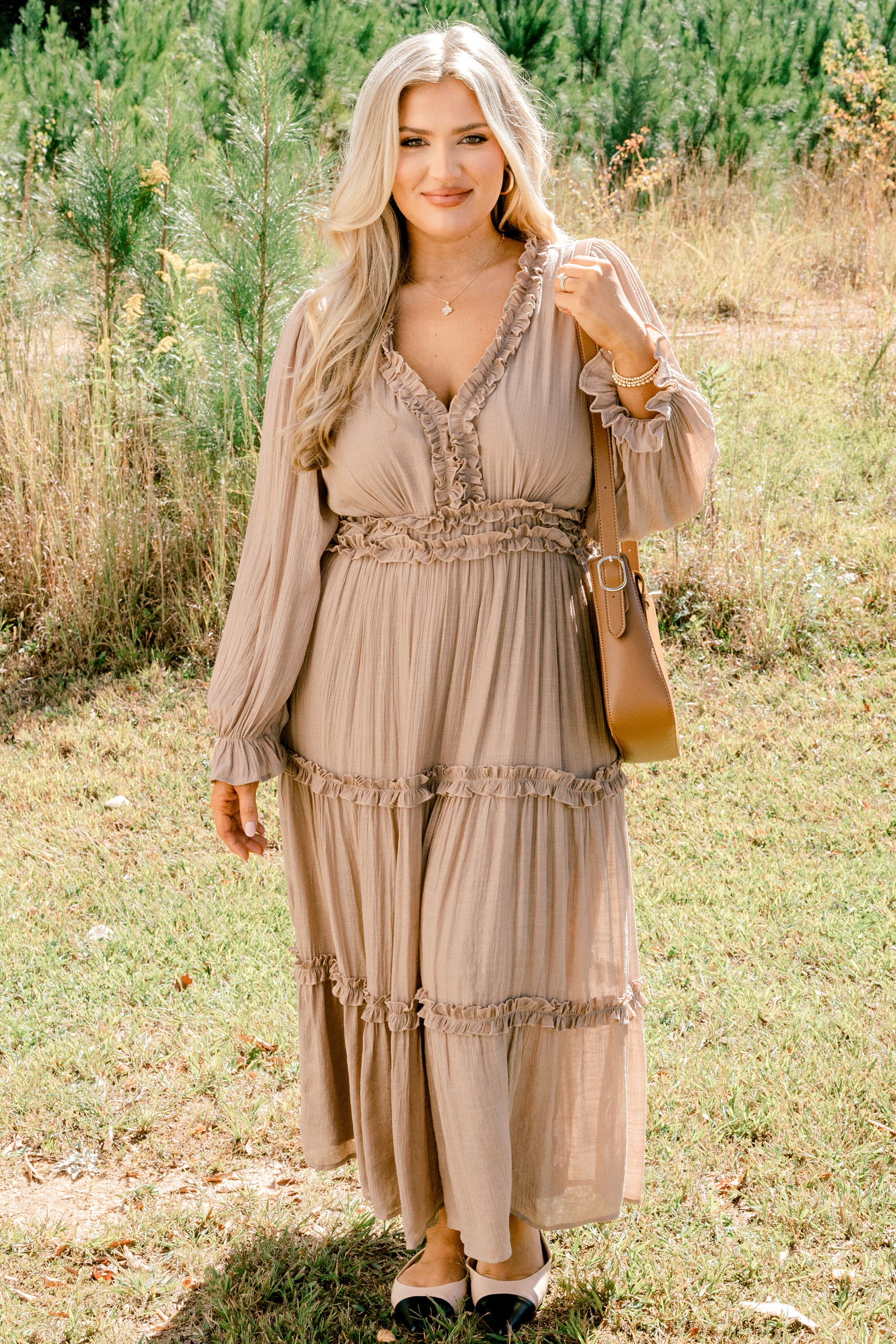 Vivid Palms Dress, Taupe - Image 3