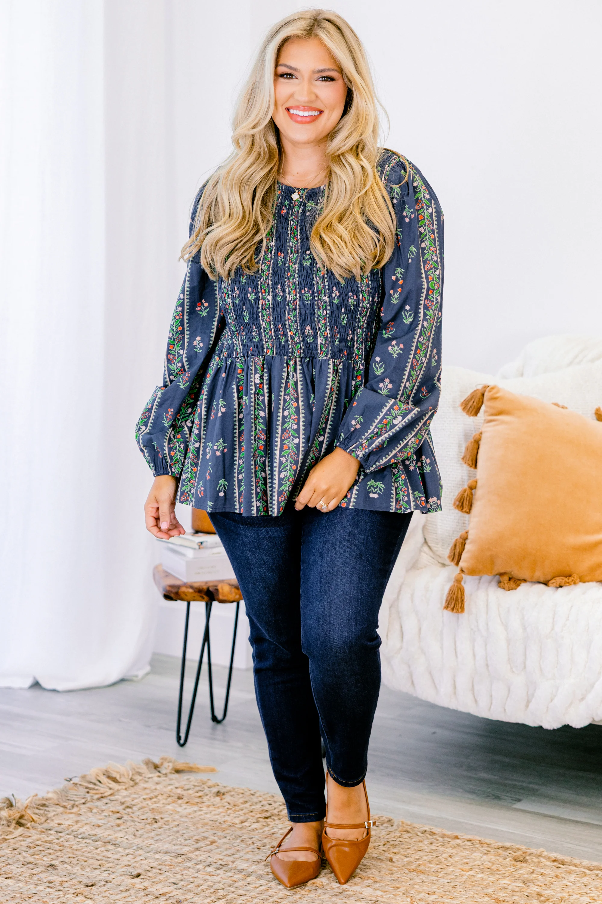 Wallflower Kisses Top, Navy Floral - Image 3