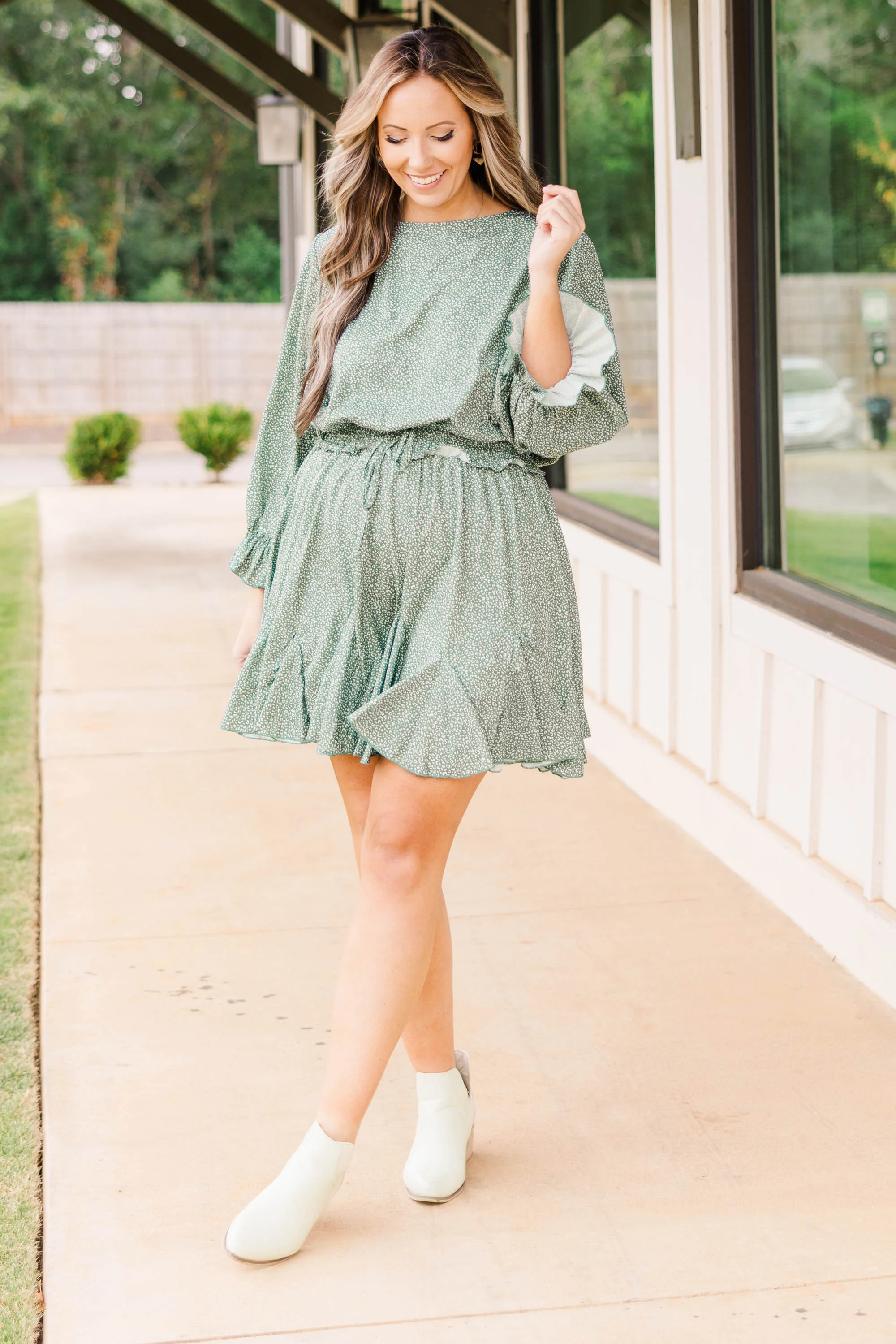 Warming Up to You Romper, Dark Sage - Image 2