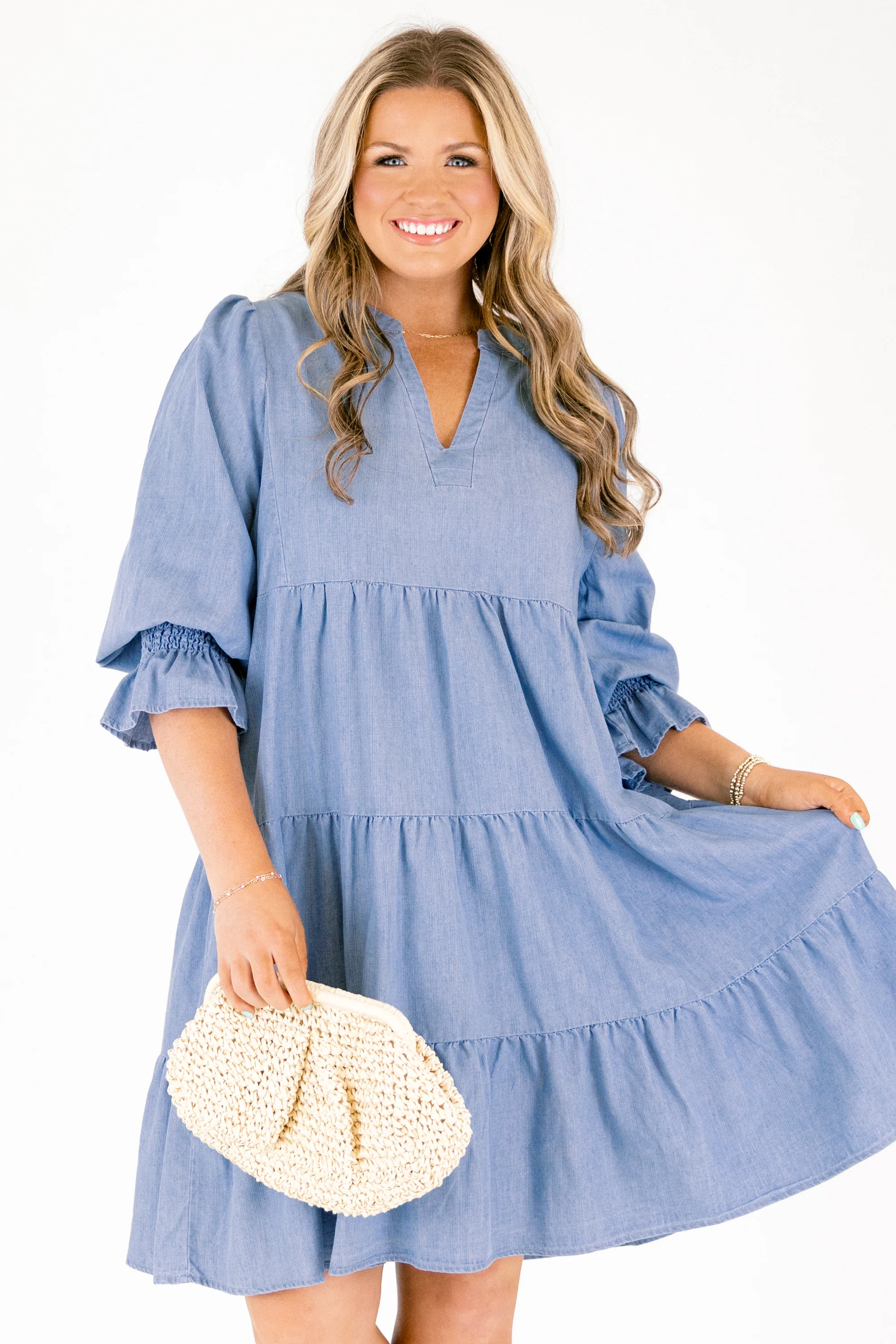 What You Know Dress, Denim Chambray - Image 2