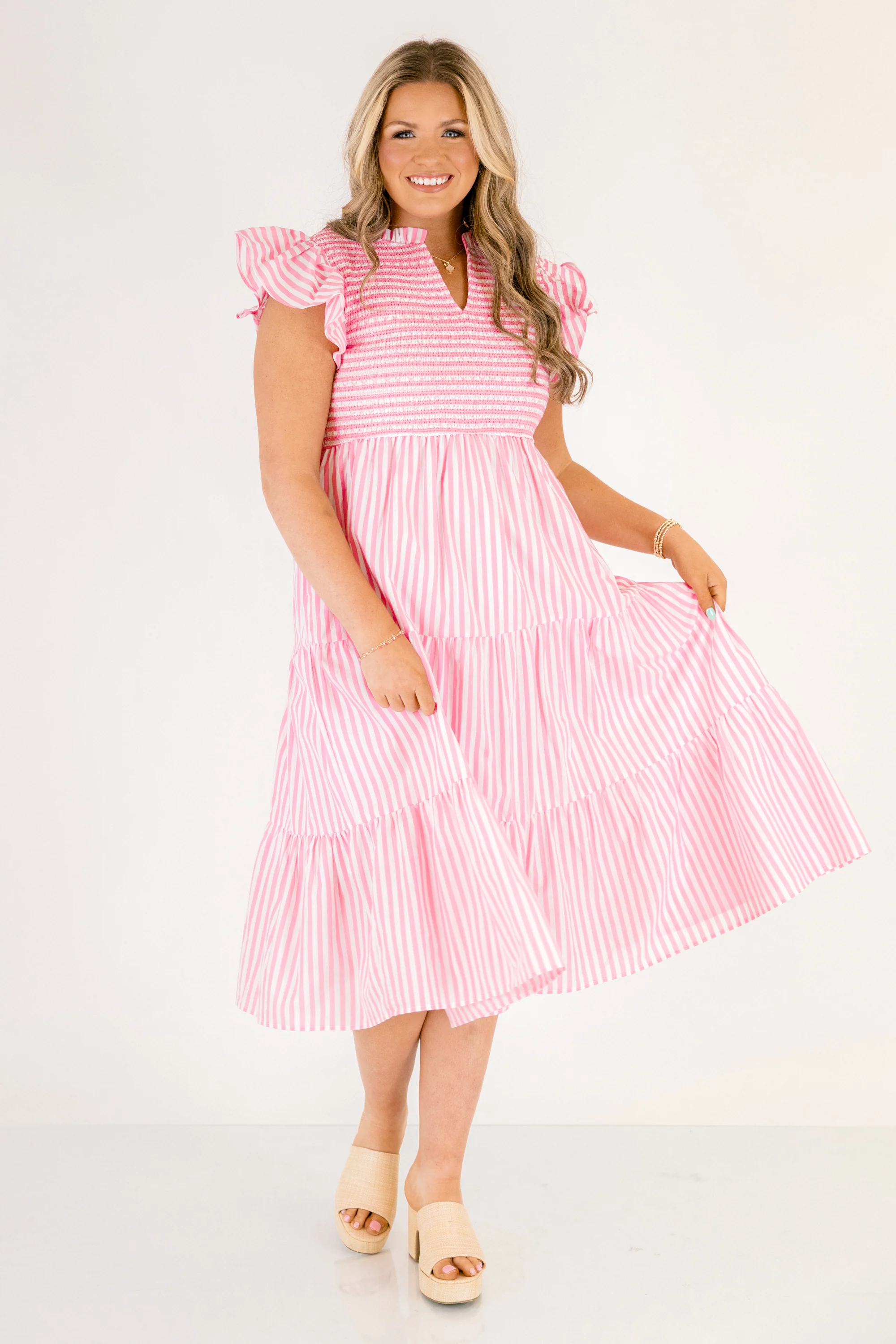 Where Our Story Begins Dress, Pink Stripe - Image 2